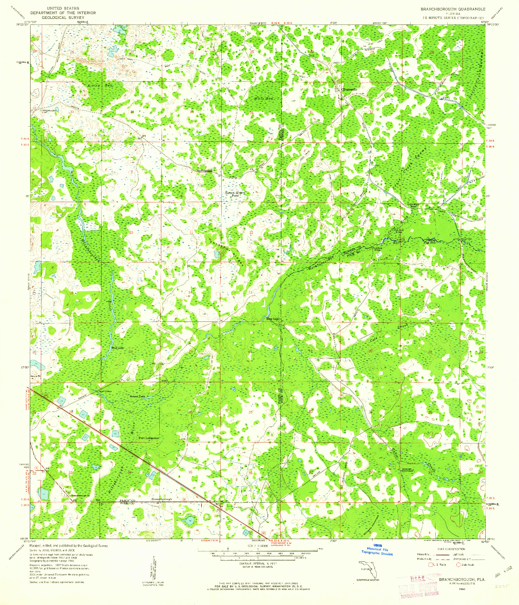 USGS 1:24000-SCALE QUADRANGLE FOR BRANCHBOROUGH, FL 1960