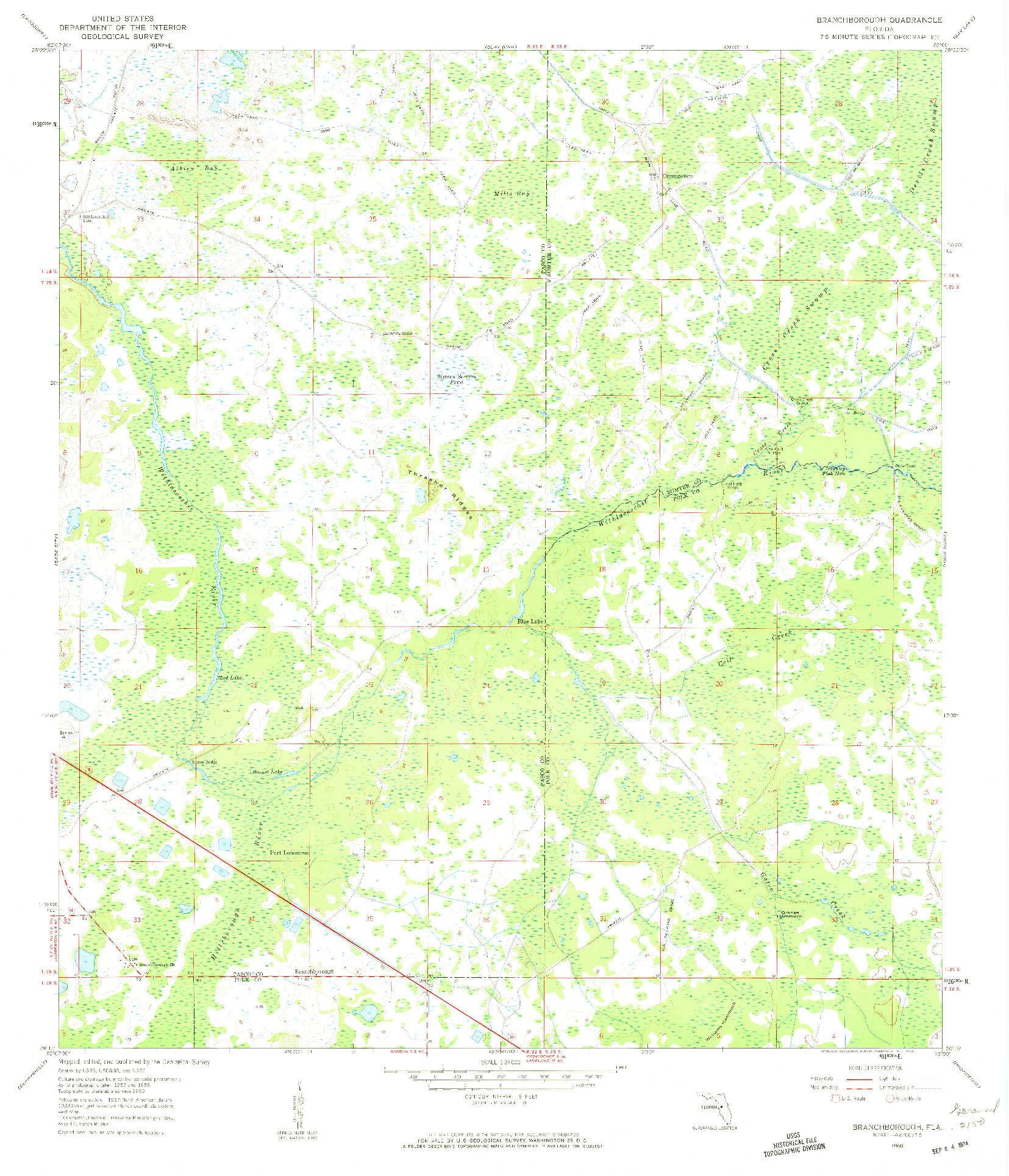 USGS 1:24000-SCALE QUADRANGLE FOR BRANCHBOROUGH, FL 1960