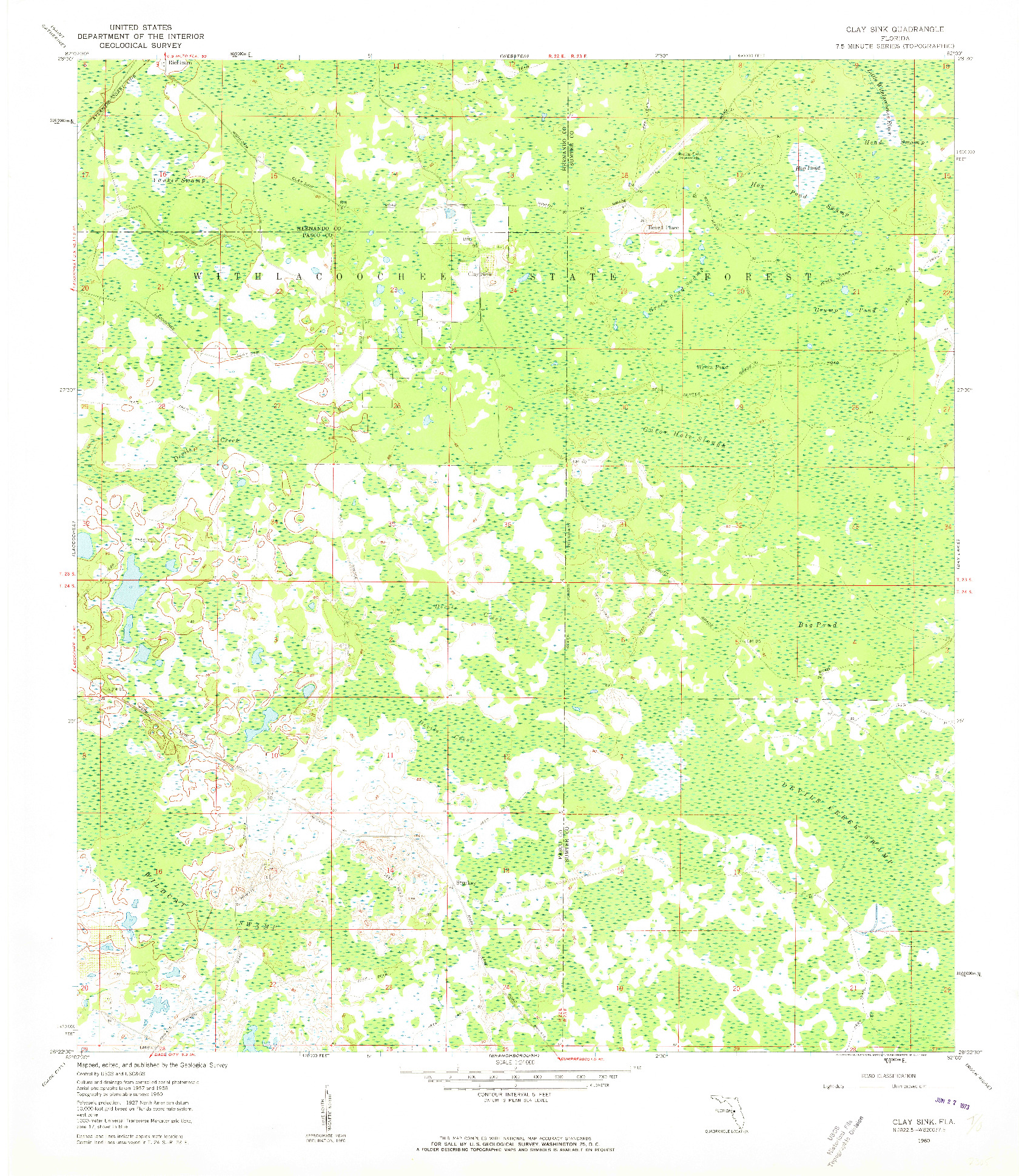 USGS 1:24000-SCALE QUADRANGLE FOR CLAY SINK, FL 1960