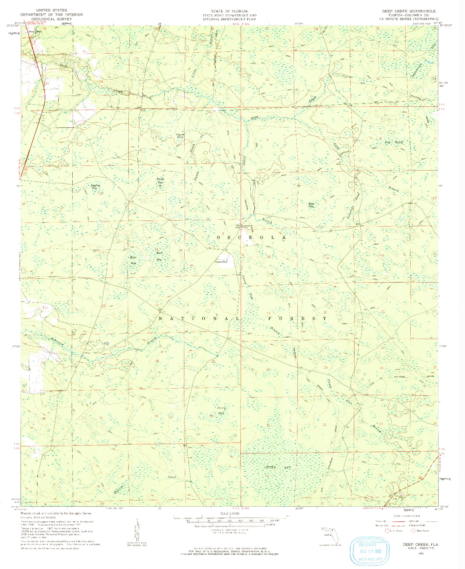 USGS 1:24000-SCALE QUADRANGLE FOR DEEP CREEK, FL 1961