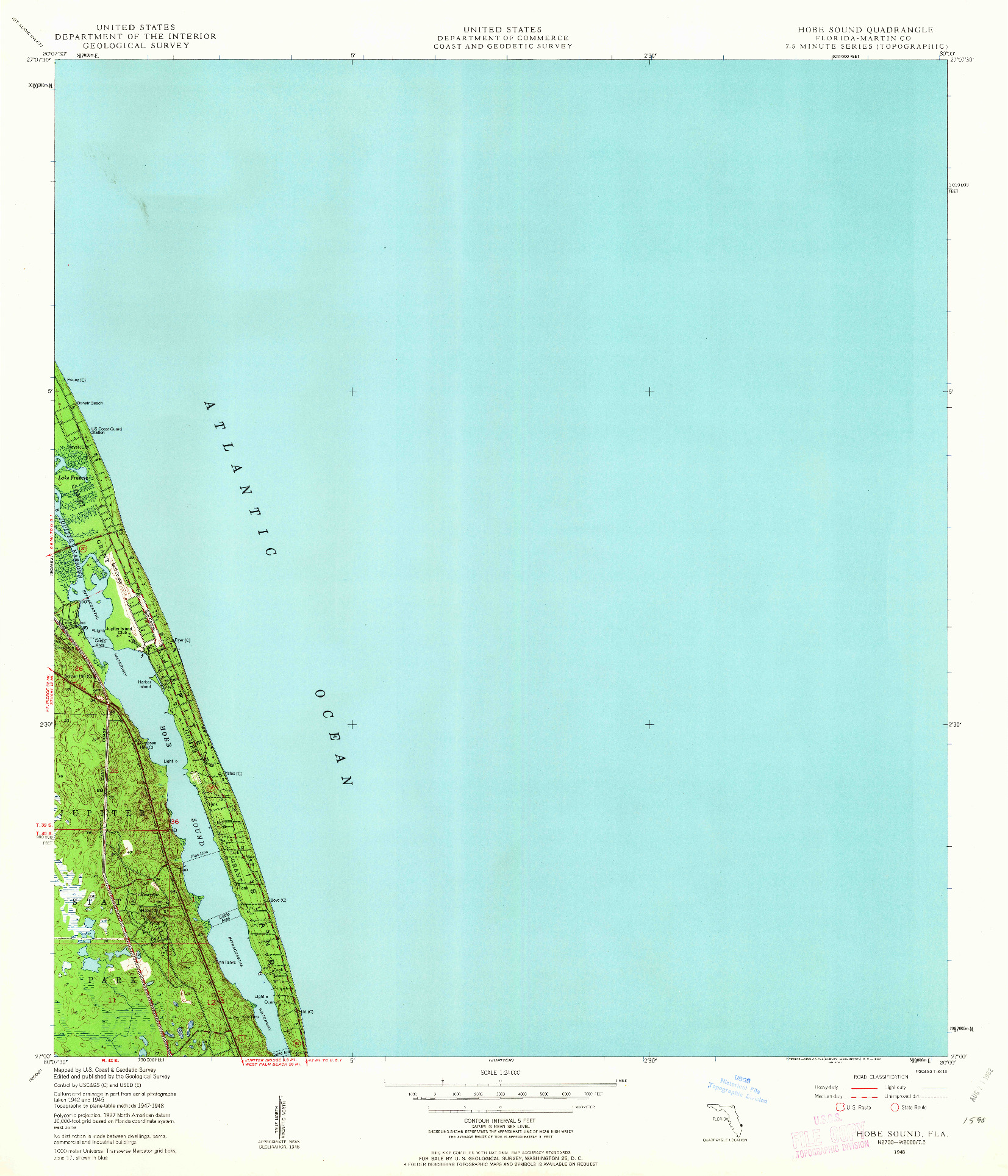 USGS 1:24000-SCALE QUADRANGLE FOR HOBE SOUND, FL 1948