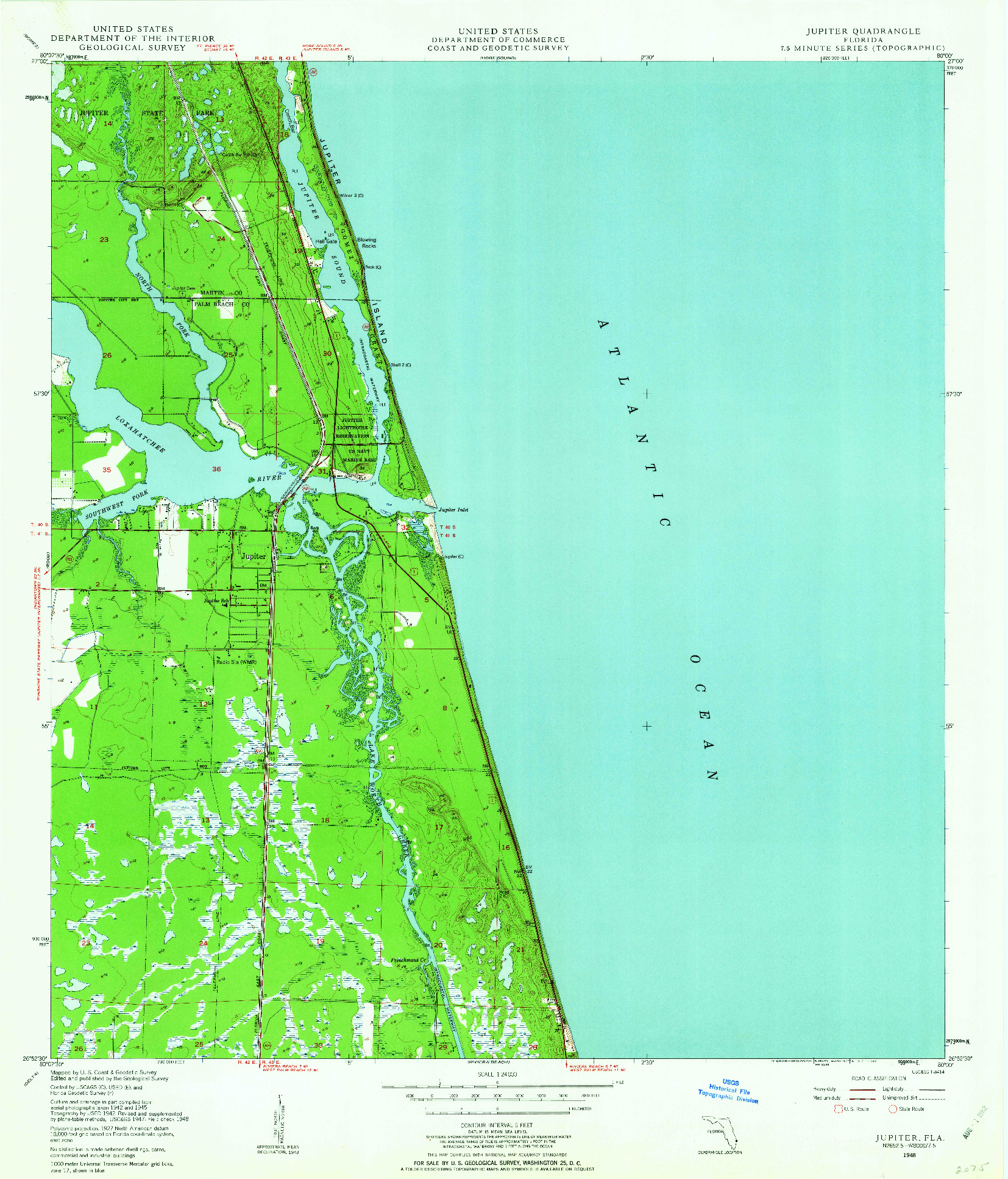 USGS 1:24000-SCALE QUADRANGLE FOR JUPITER, FL 1948