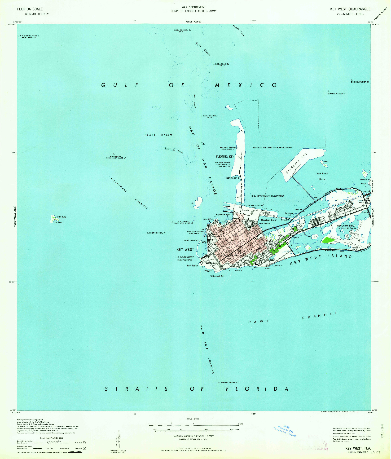 USGS 1:24000-SCALE QUADRANGLE FOR KEY WEST, FL 1962