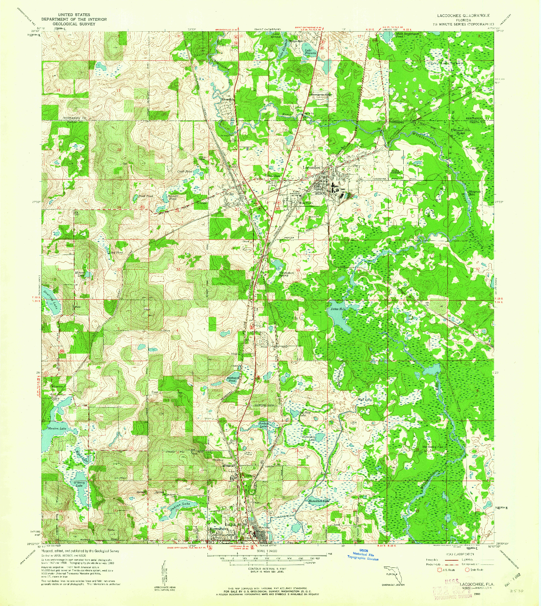 USGS 1:24000-SCALE QUADRANGLE FOR LACOOCHEE, FL 1960