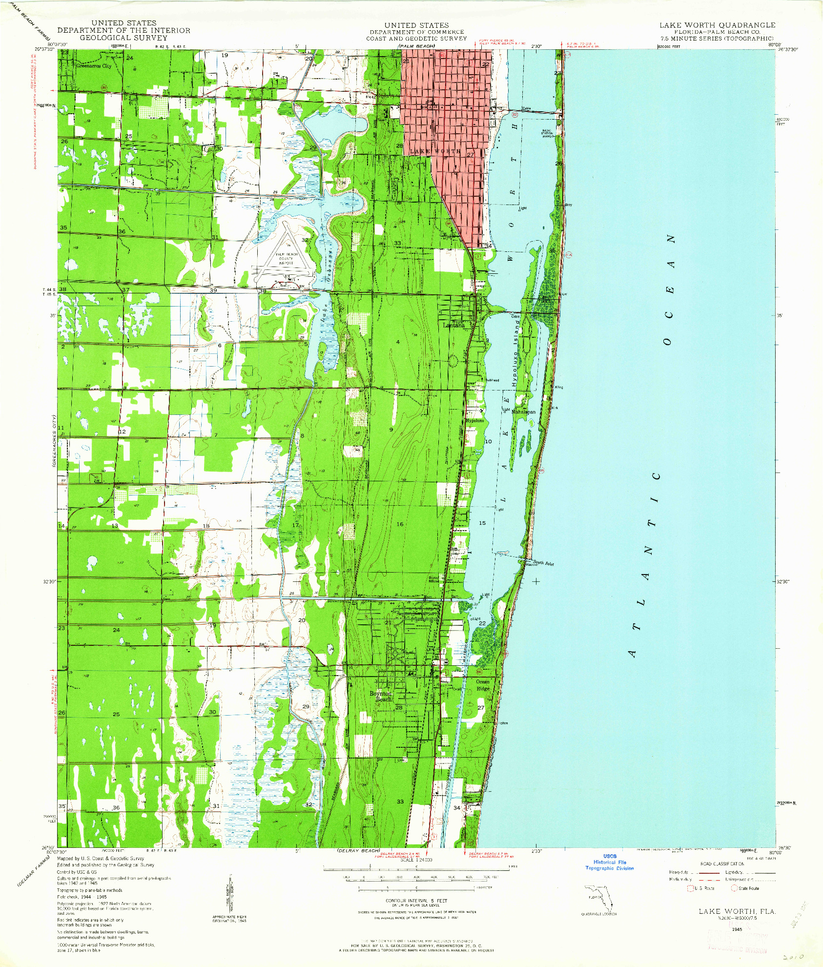 USGS 1:24000-SCALE QUADRANGLE FOR LAKE WORTH, FL 1945