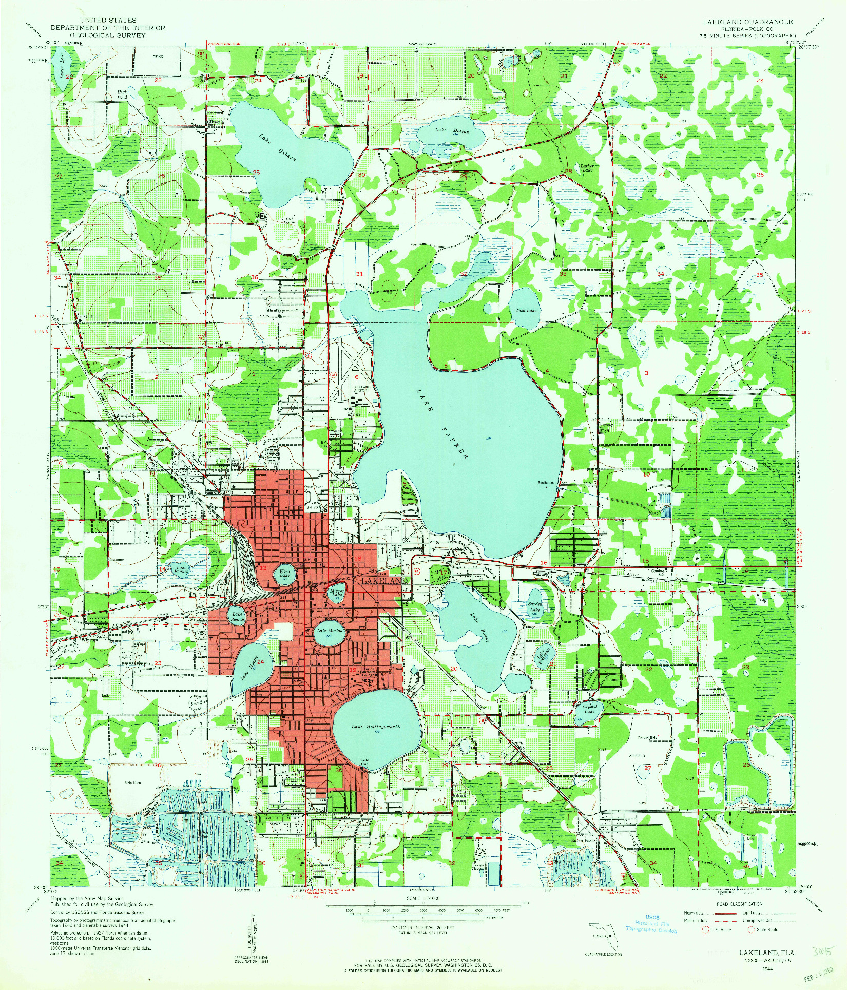 USGS 1:24000-SCALE QUADRANGLE FOR LAKELAND, FL 1944