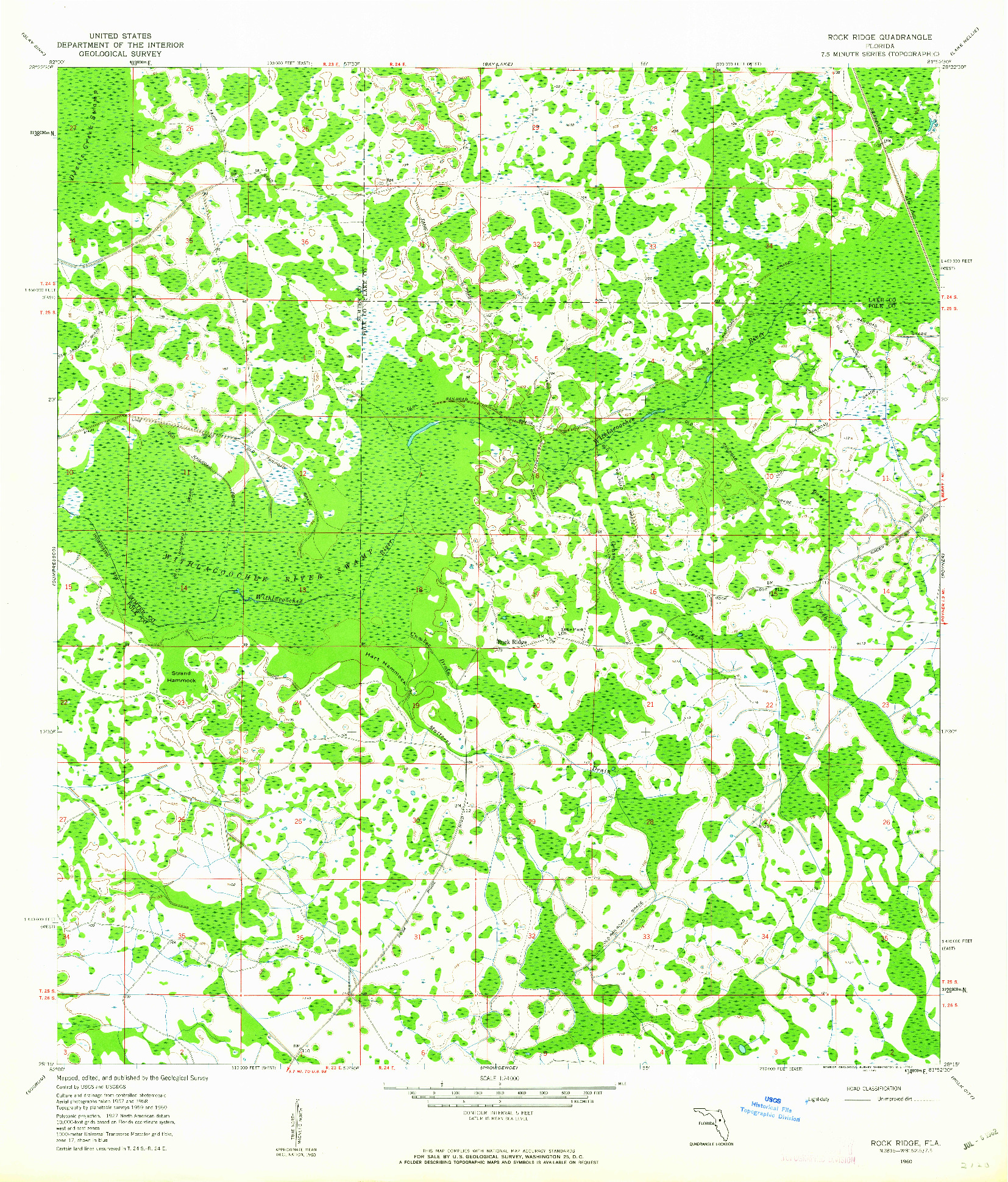 USGS 1:24000-SCALE QUADRANGLE FOR ROCK RIDGE, FL 1960