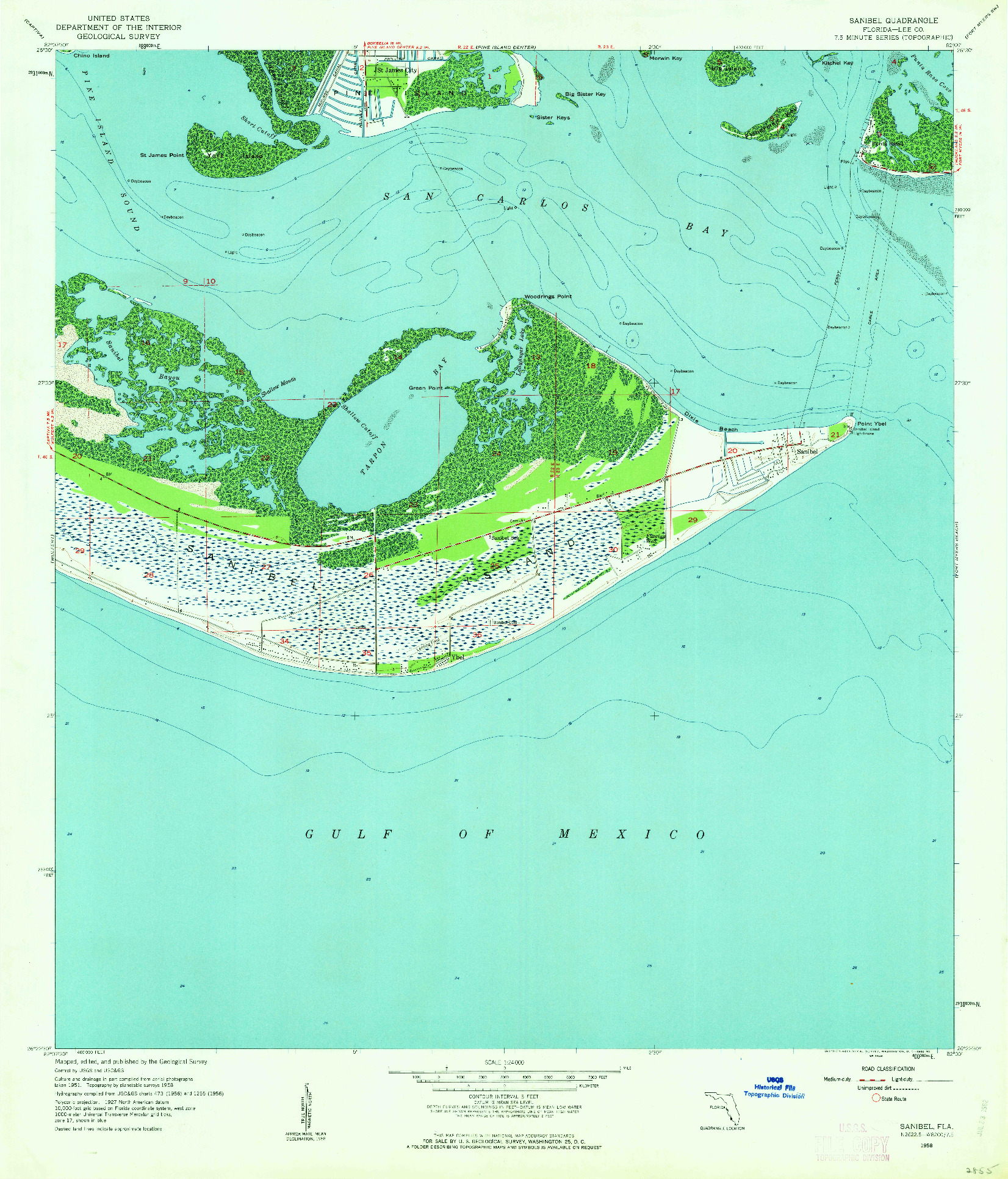 USGS 1:24000-SCALE QUADRANGLE FOR SANIBEL, FL 1958