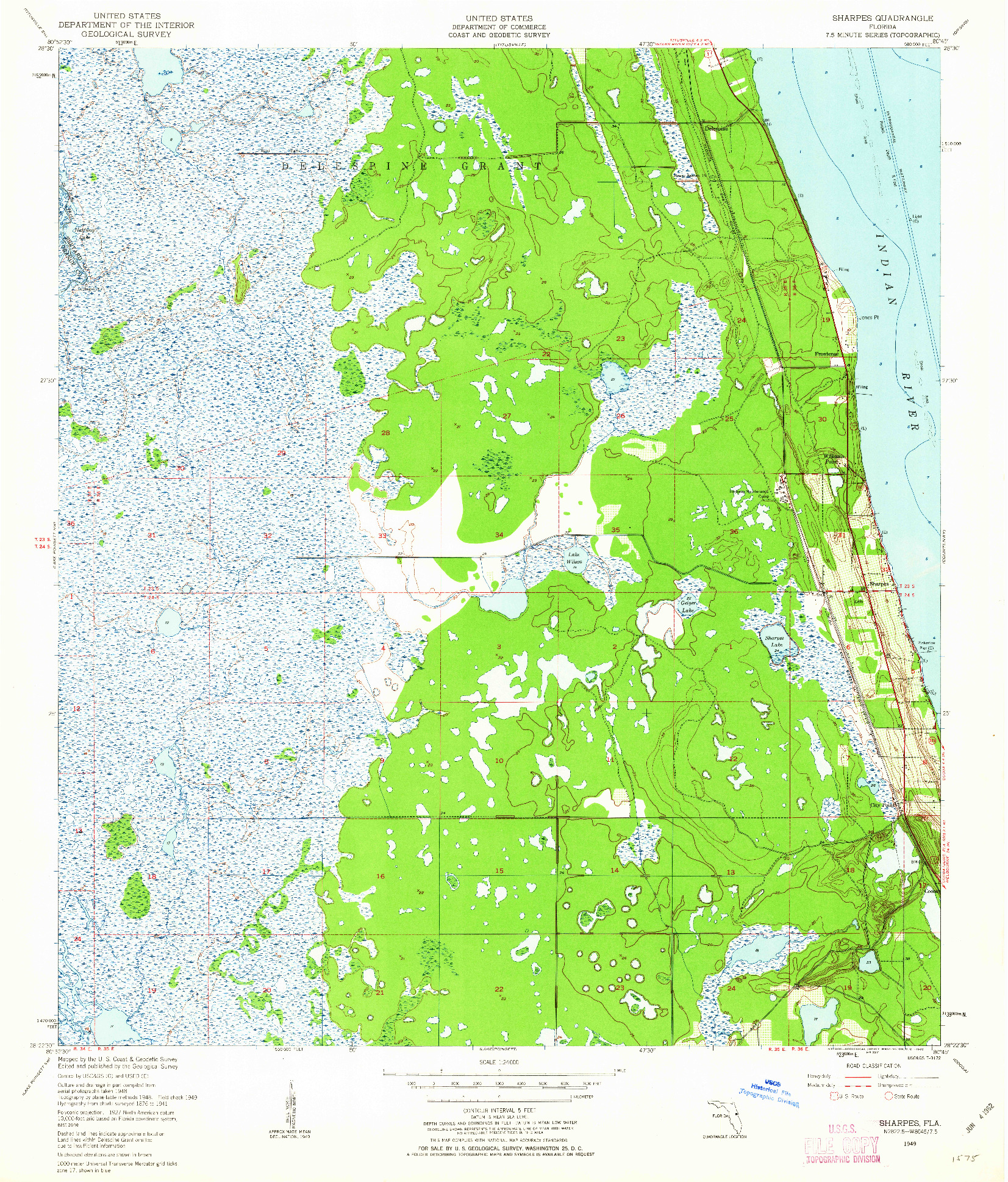 USGS 1:24000-SCALE QUADRANGLE FOR SHARPES, FL 1949