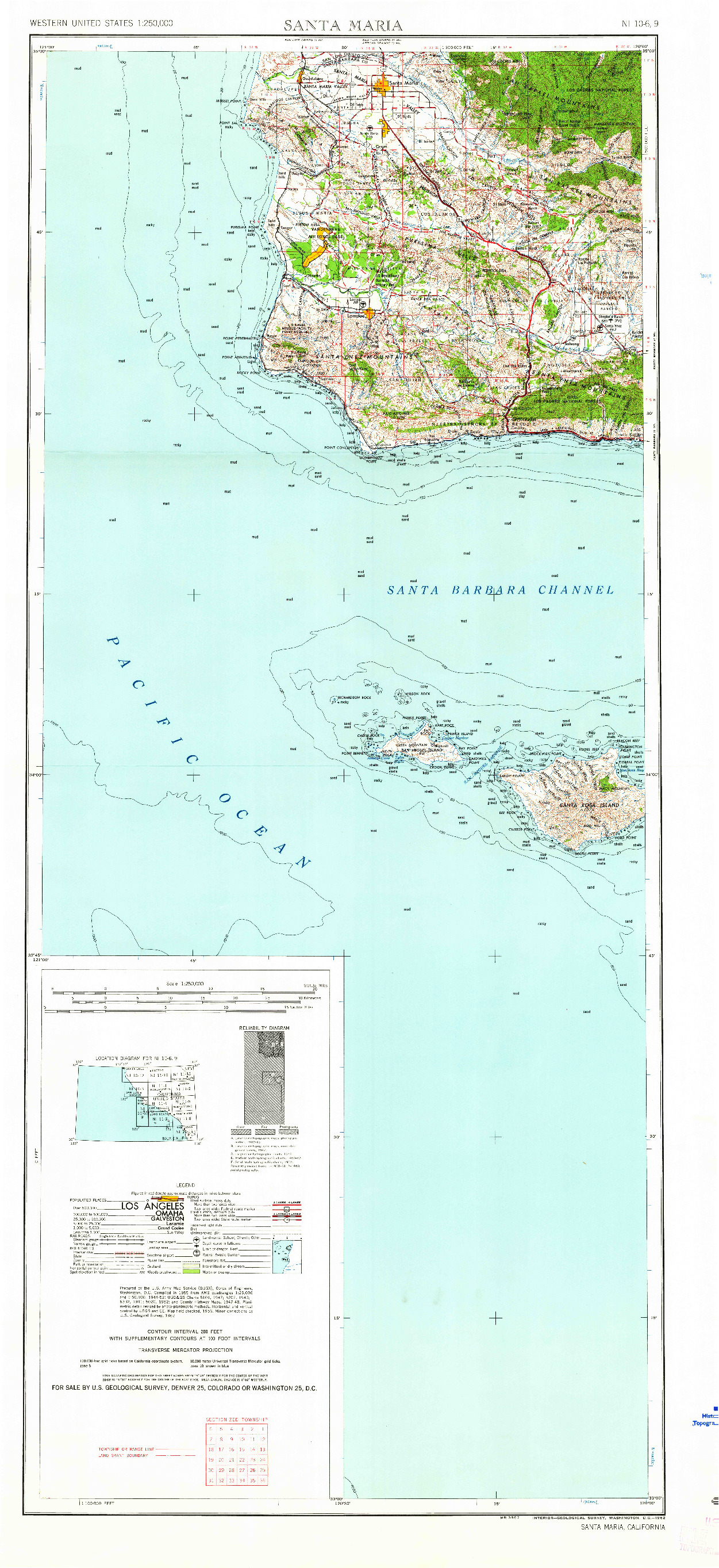 USGS 1:250000-SCALE QUADRANGLE FOR SANTA MARIA, CA 1962