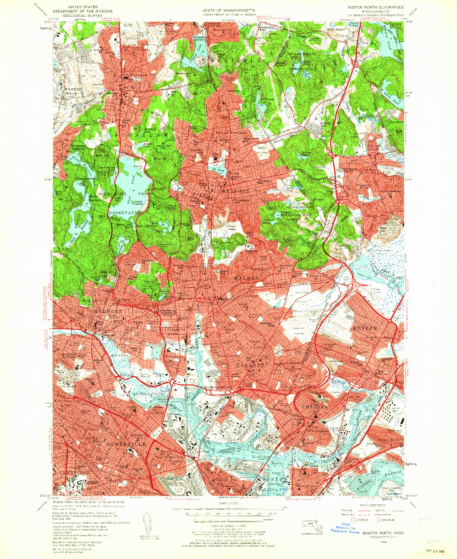 USGS 1:24000-SCALE QUADRANGLE FOR BOSTON NORTH, MA 1956