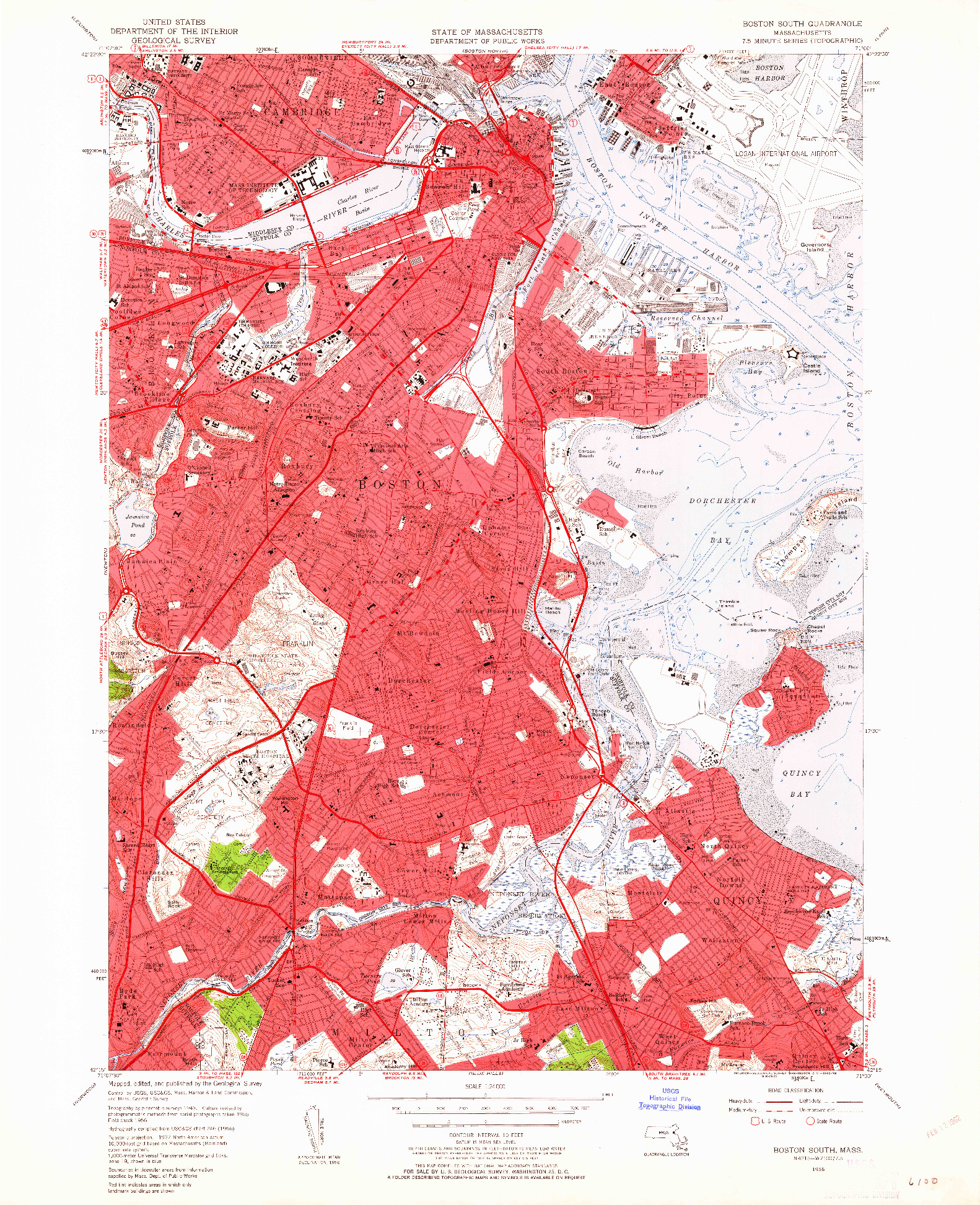 USGS 1:24000-SCALE QUADRANGLE FOR BOSTON SOUTH, MA 1956