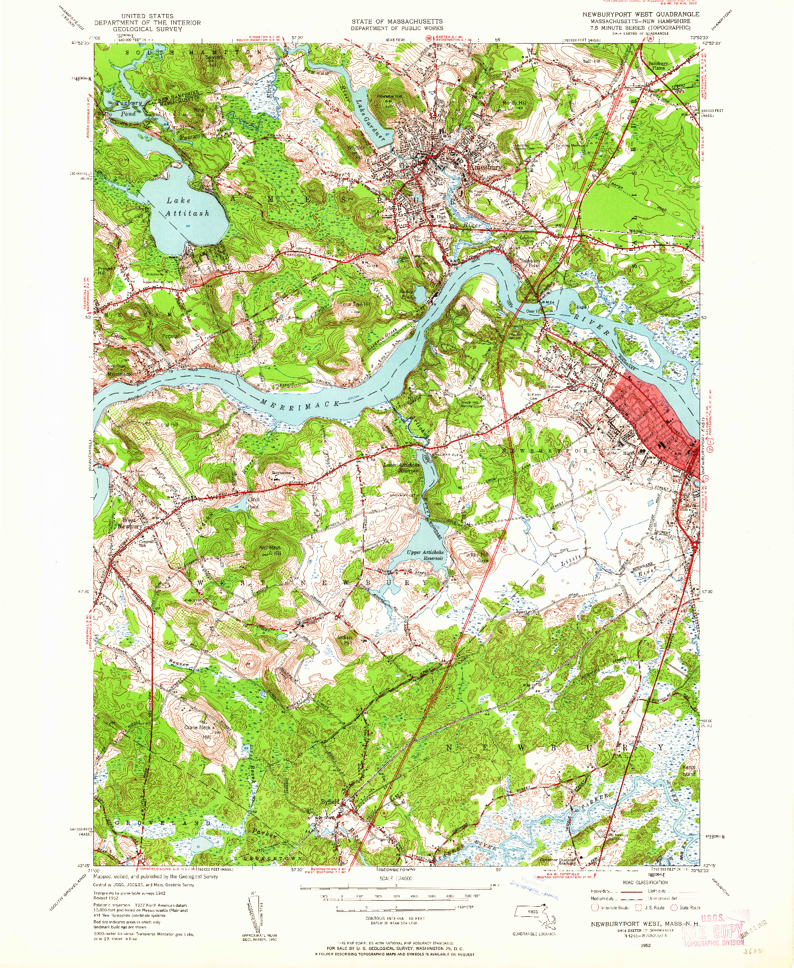 USGS 1:24000-SCALE QUADRANGLE FOR NEWBURYPORT WEST, MA 1952