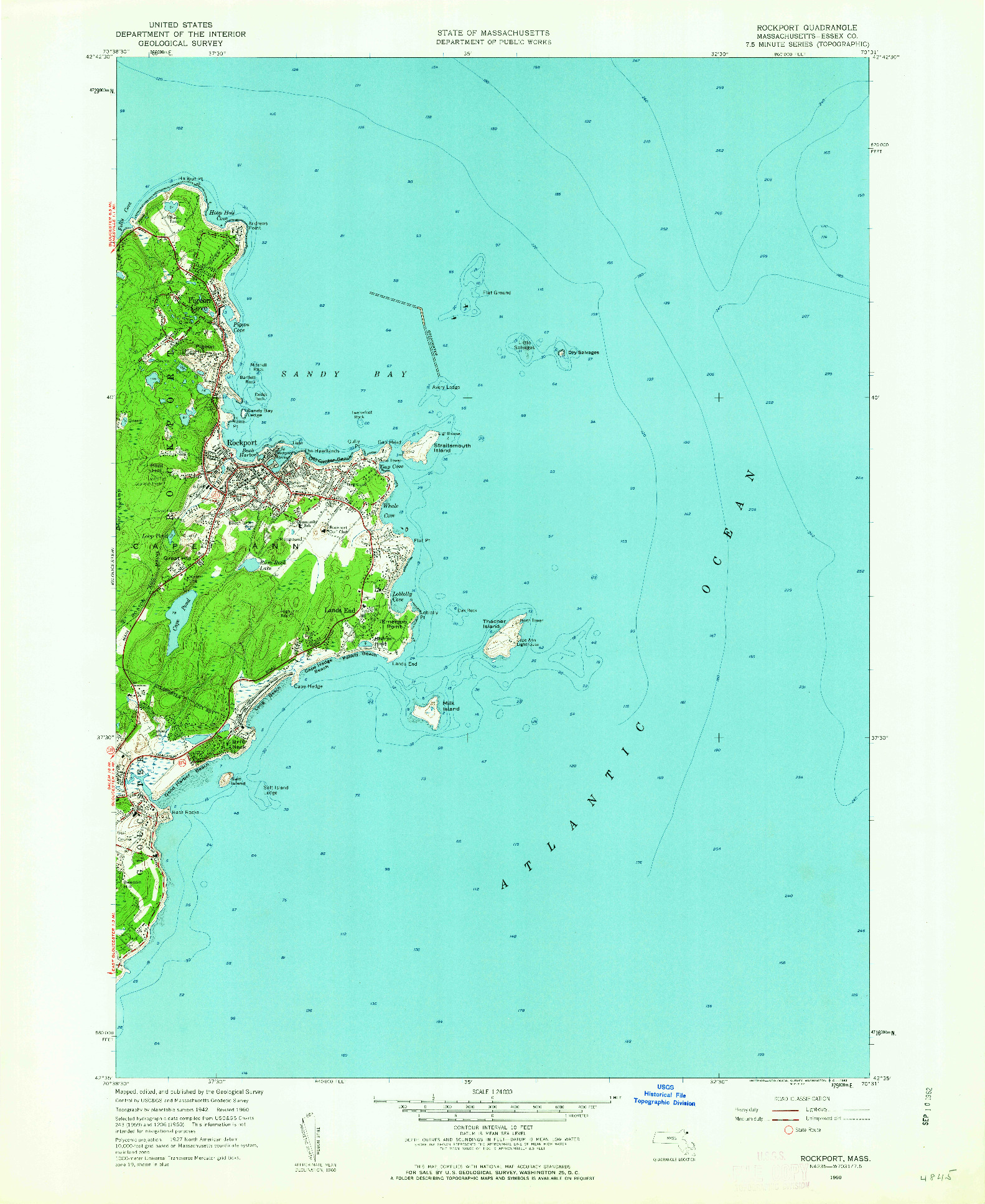 USGS 1:24000-SCALE QUADRANGLE FOR ROCKPORT, MA 1960