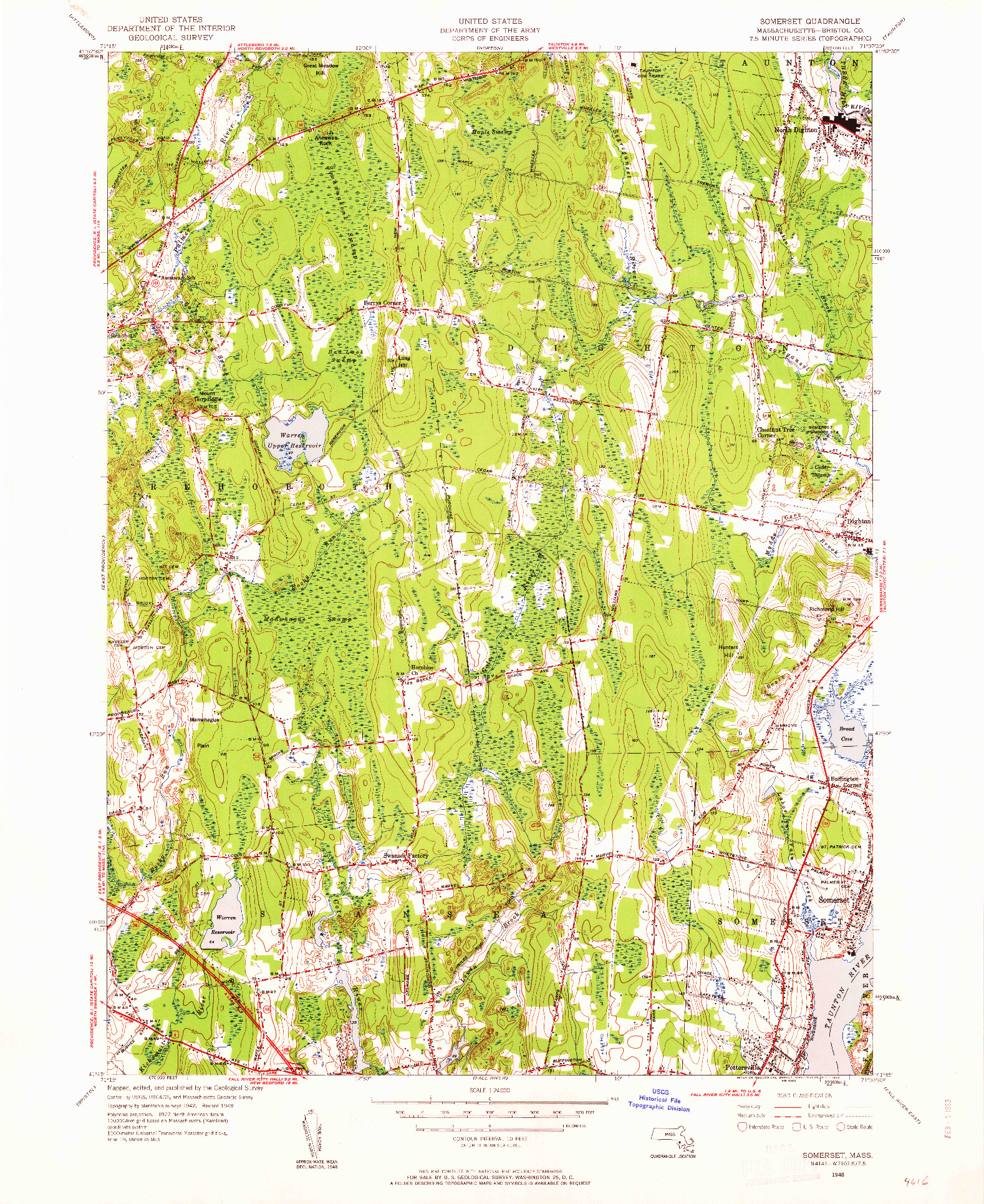 USGS 1:24000-SCALE QUADRANGLE FOR SOMERSET, MA 1948