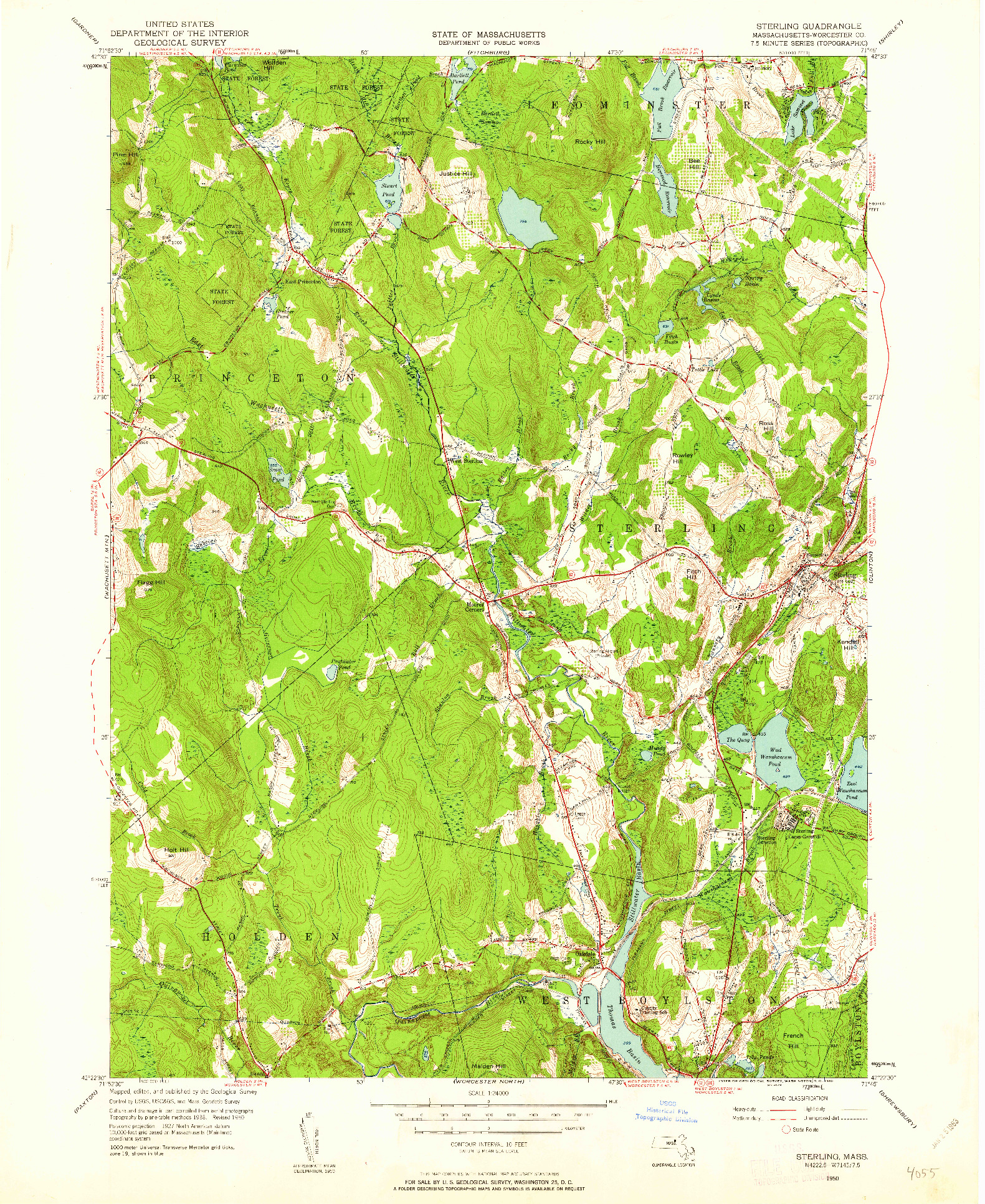 USGS 1:24000-SCALE QUADRANGLE FOR STERLING, MA 1950