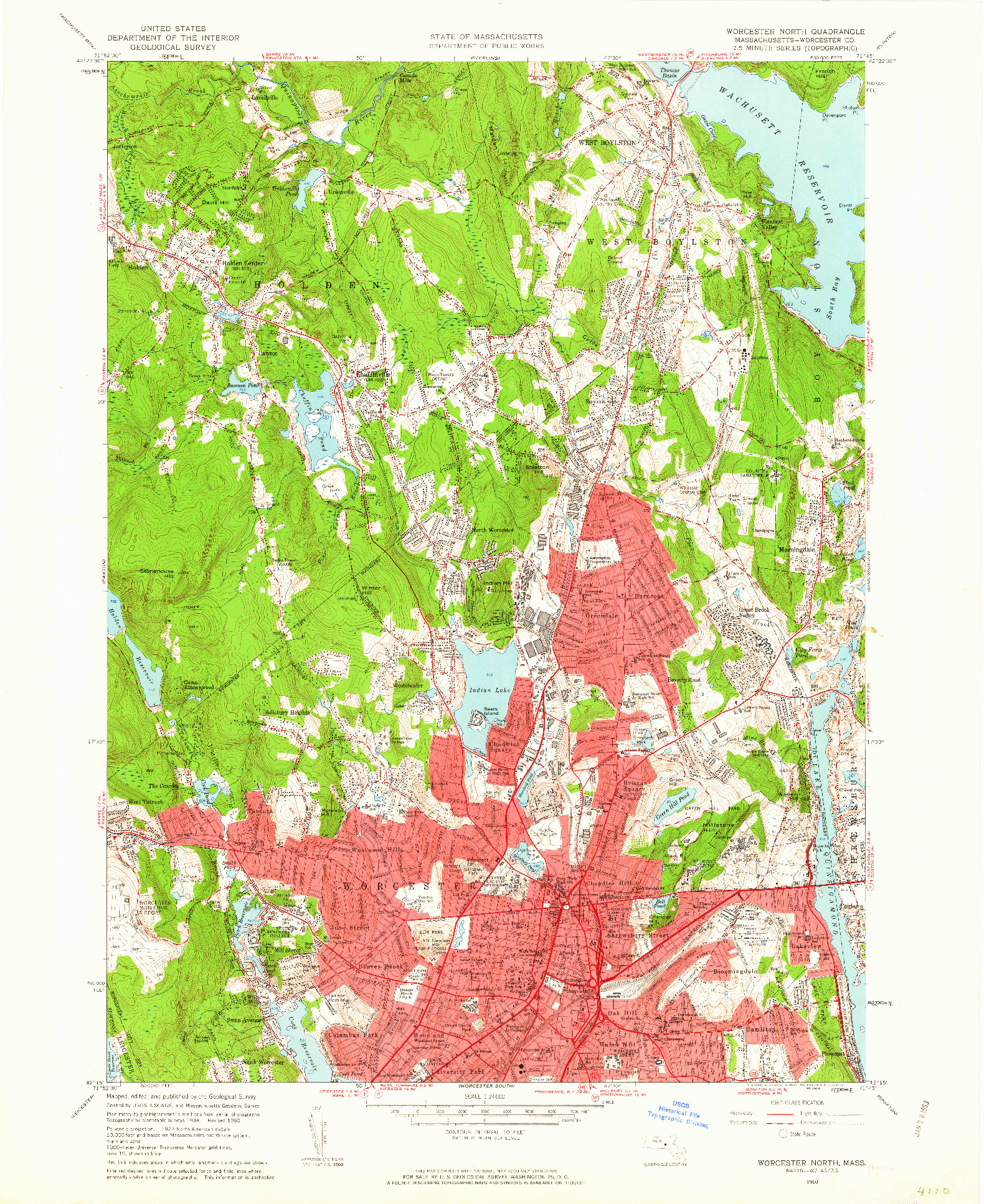 USGS 1:24000-SCALE QUADRANGLE FOR WORCESTER NORTH, MA 1960