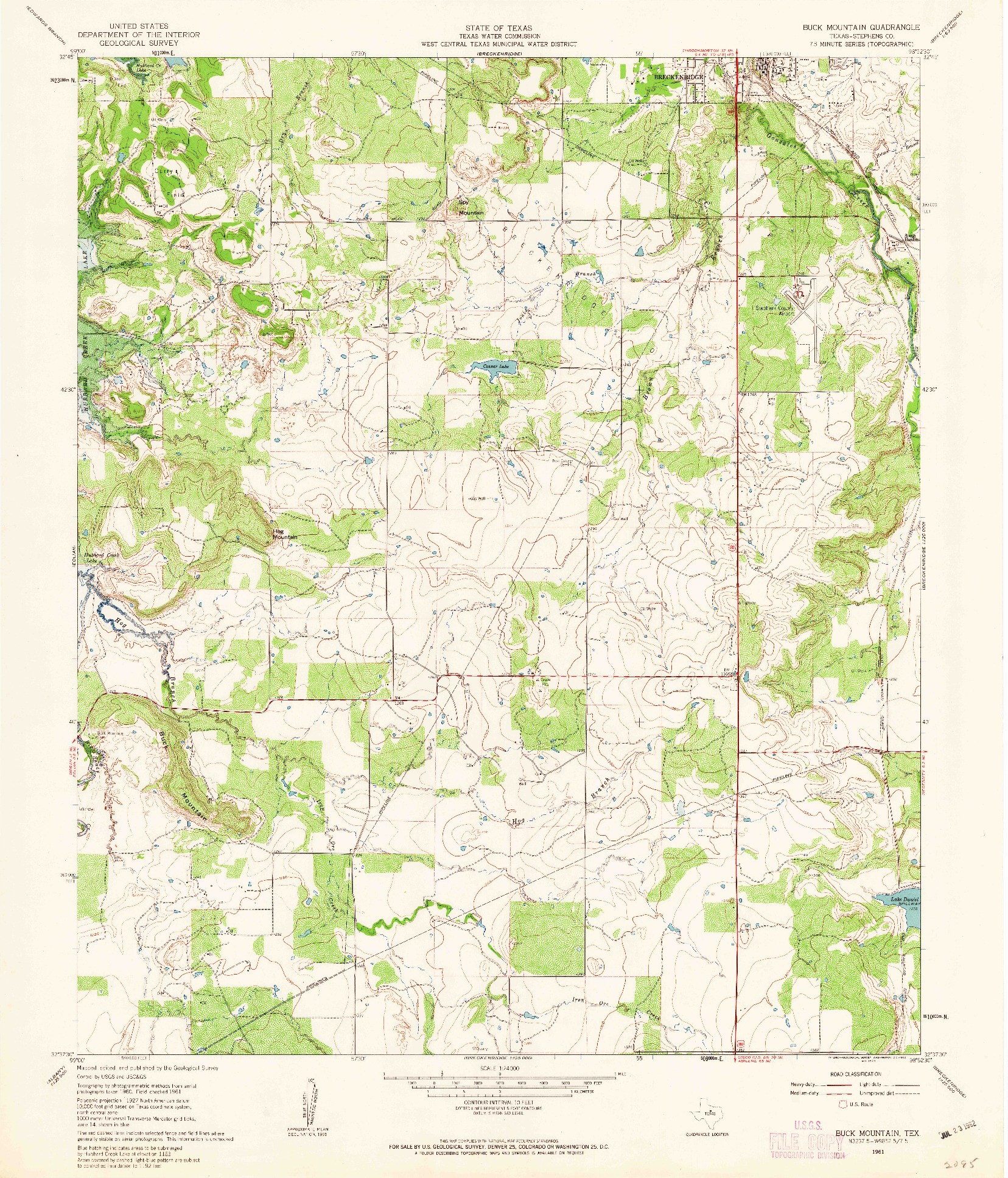 USGS 1:24000-SCALE QUADRANGLE FOR BUCK MOUNTAIN, TX 1961