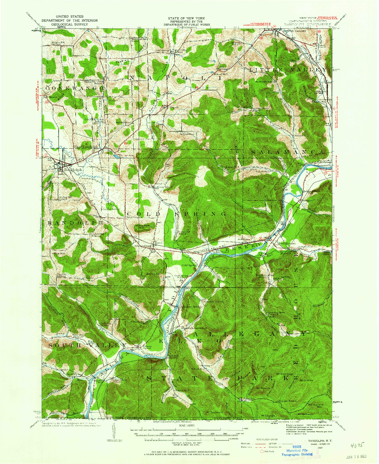 USGS 1:62500-SCALE QUADRANGLE FOR RANDOLPH, NY 1922