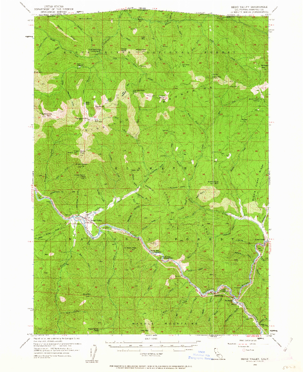 USGS 1:62500-SCALE QUADRANGLE FOR SEIAD VALLEY, CA 1955