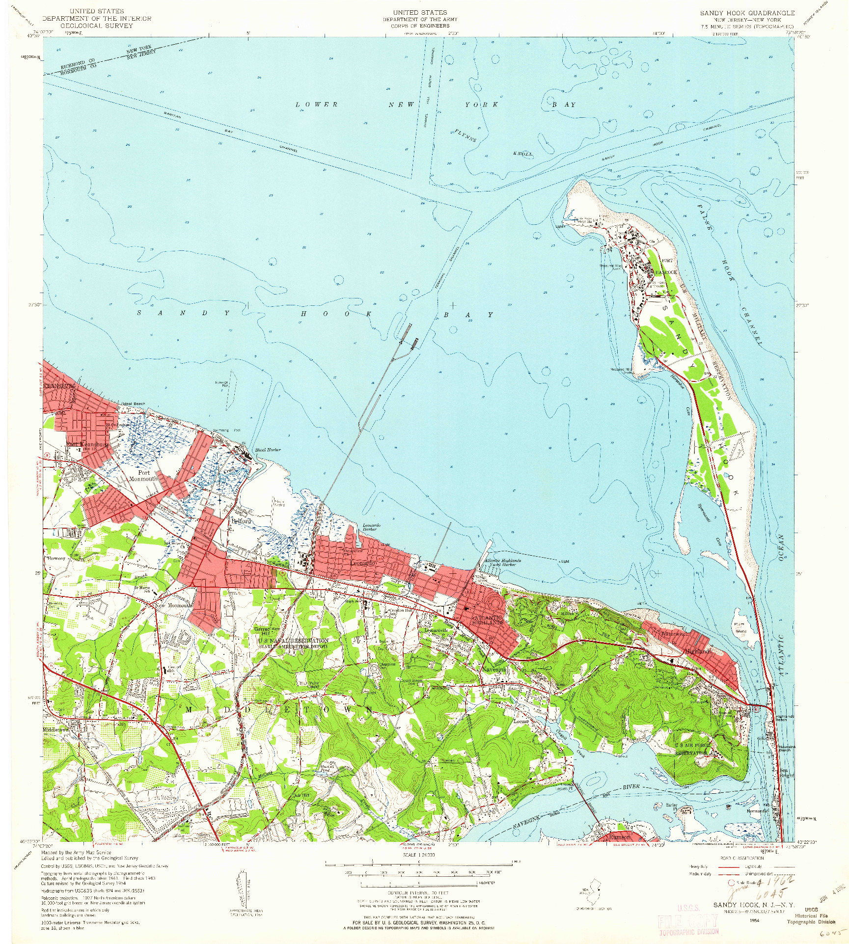 USGS 1:24000-SCALE QUADRANGLE FOR SANDY HOOK, NJ 1954