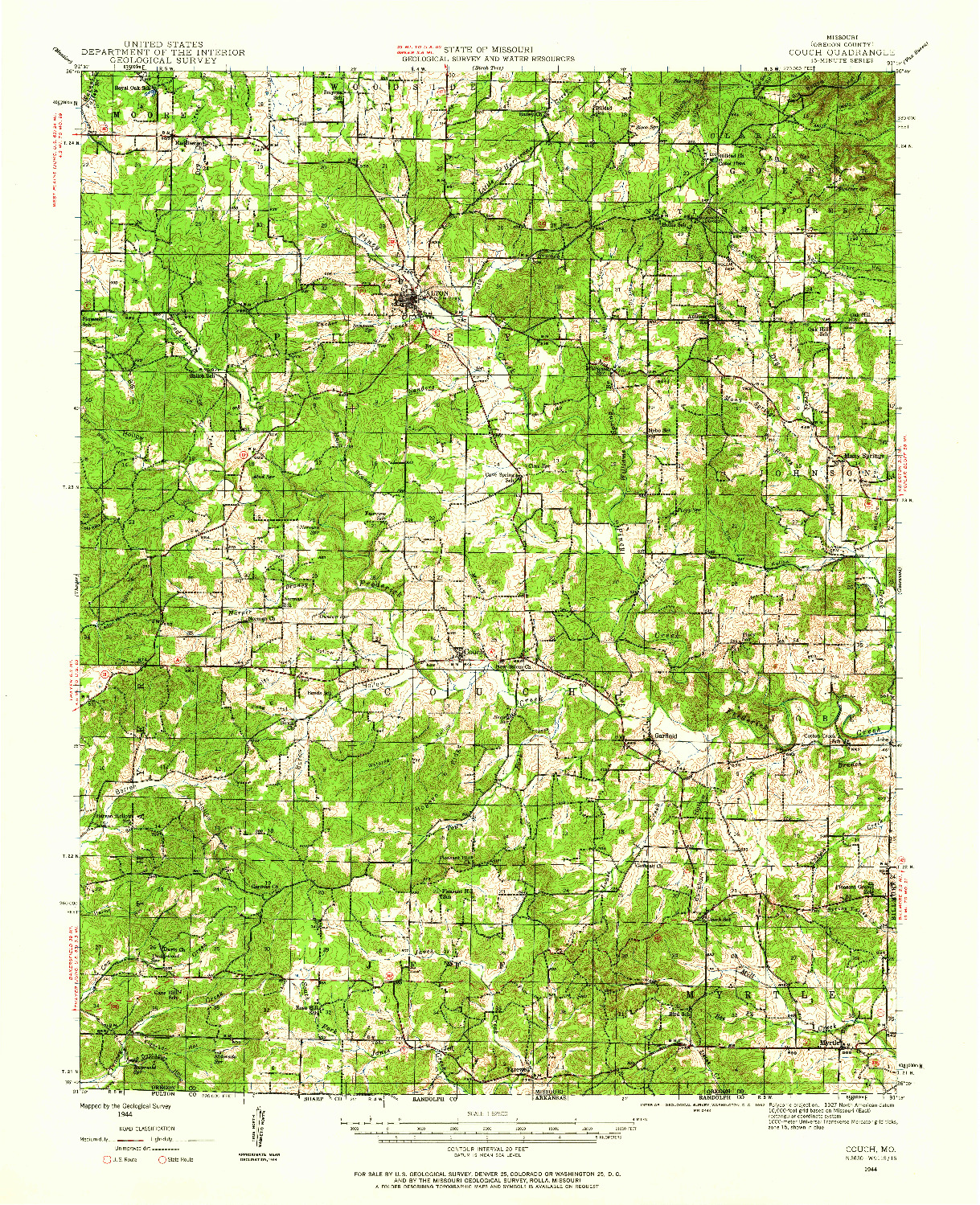 USGS 1:62500-SCALE QUADRANGLE FOR COUCH, MO 1944