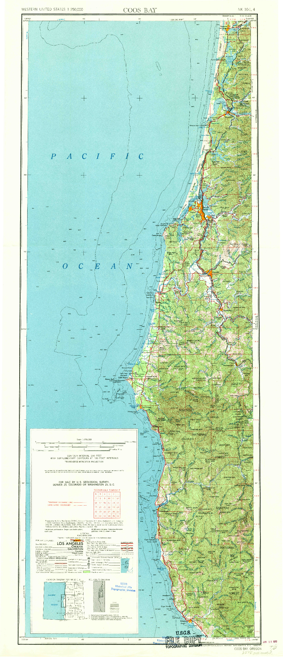 USGS 1:250000-SCALE QUADRANGLE FOR COOS BAY, OR 1962