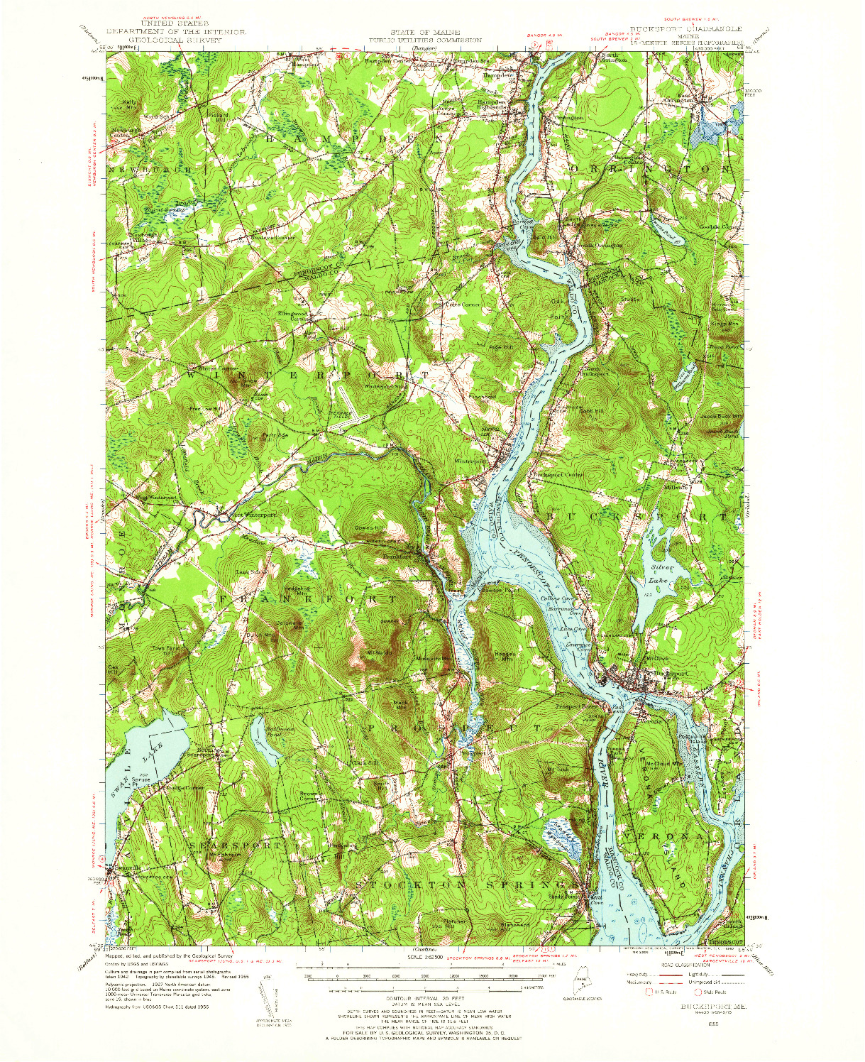 USGS 1:62500-SCALE QUADRANGLE FOR BUCKSPORT, ME 1955