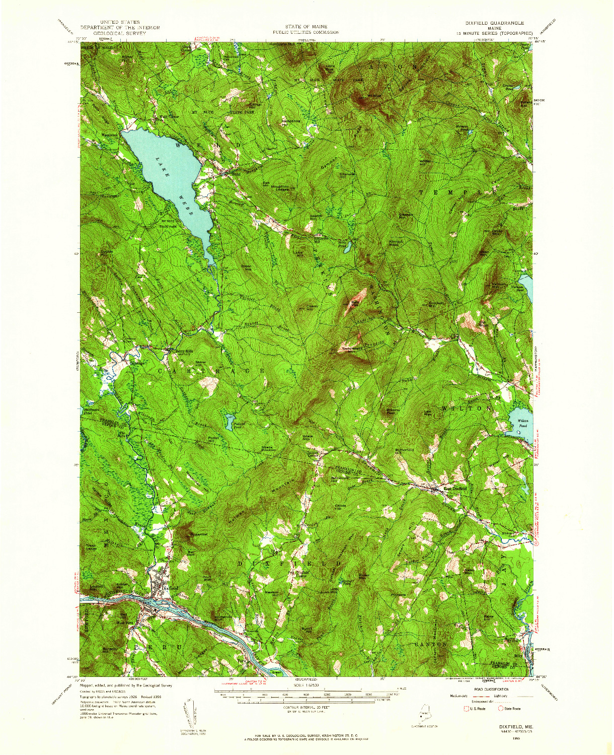 USGS 1:62500-SCALE QUADRANGLE FOR DIXFIELD, ME 1956