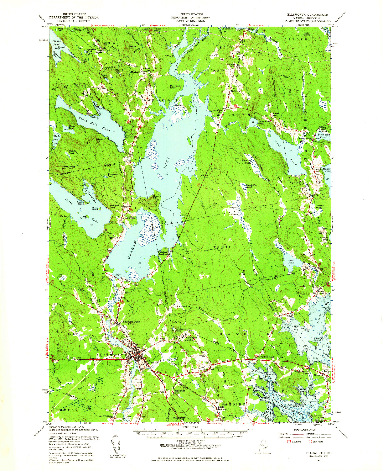 USGS 1:62500-SCALE QUADRANGLE FOR ELLSWORTH, ME 1957