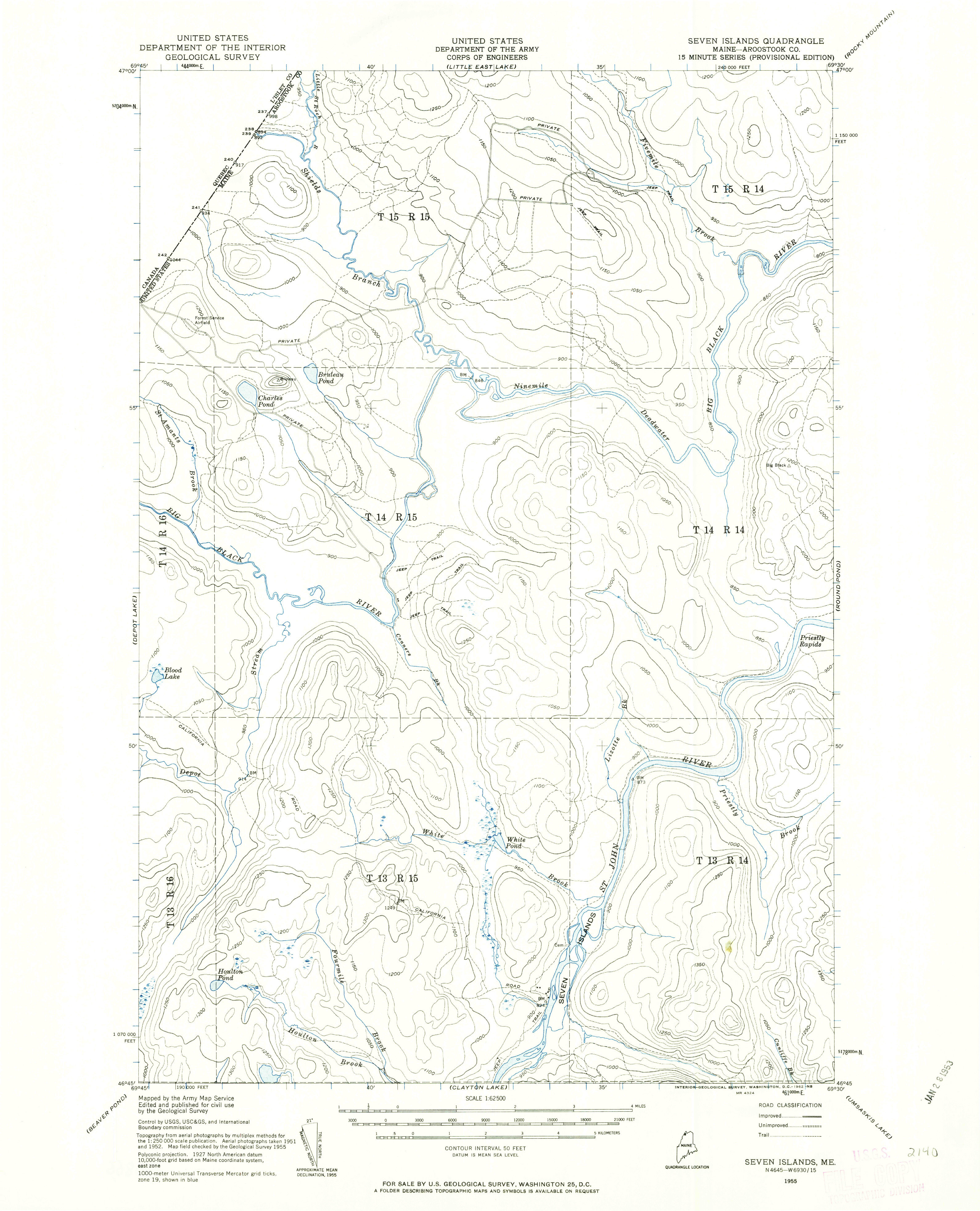 USGS 1:24000-SCALE QUADRANGLE FOR SEVEN ISLANDS, ME 1955
