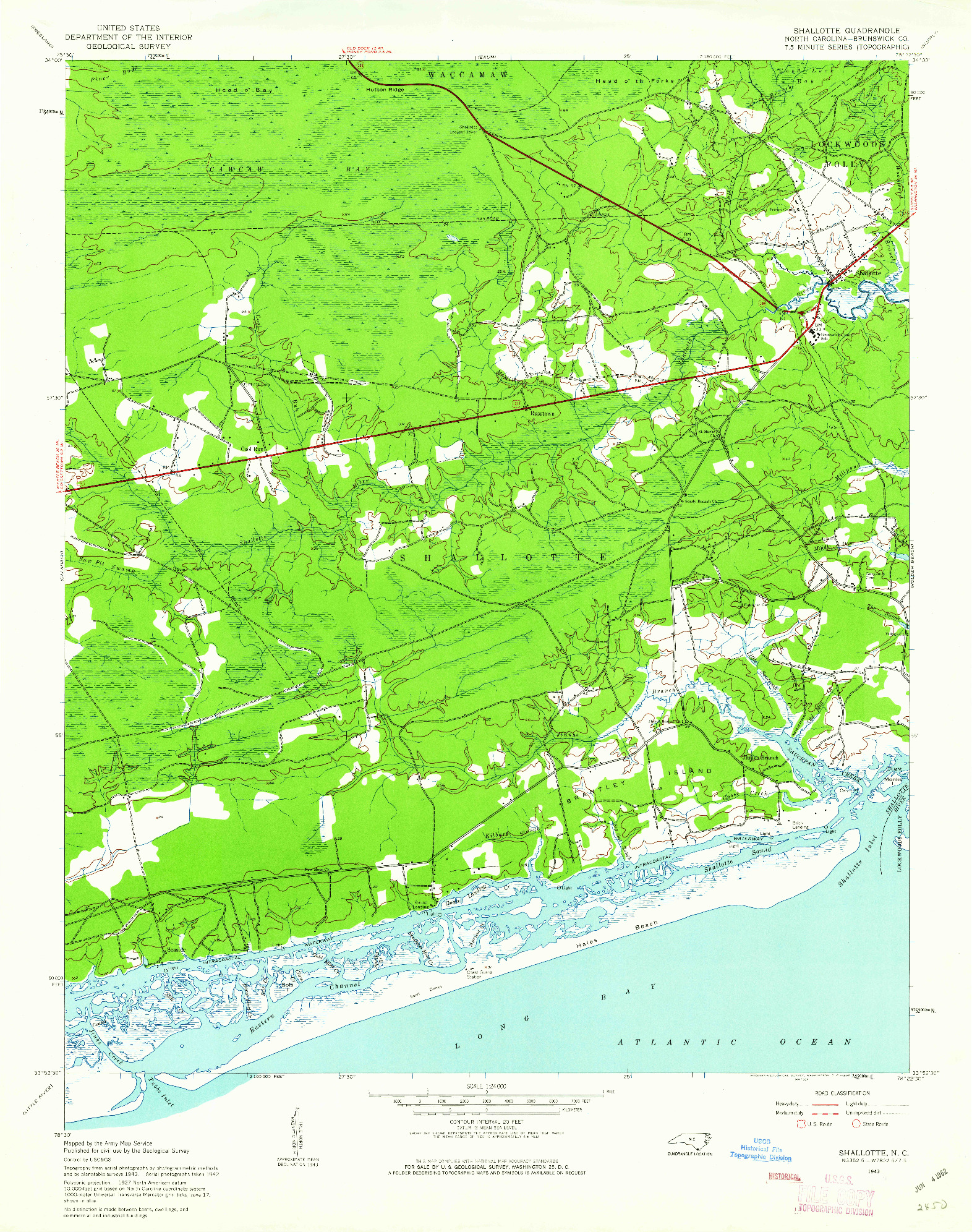 USGS 1:24000-SCALE QUADRANGLE FOR SHALLOTTE, NC 1943