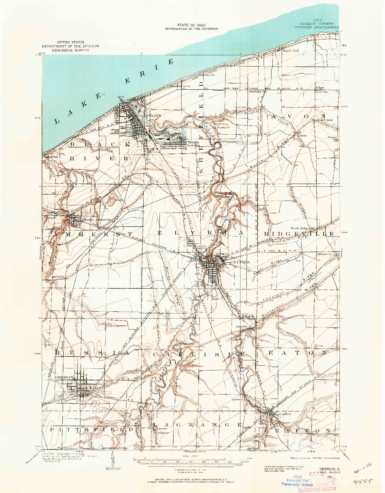 USGS 1:62500-SCALE QUADRANGLE FOR OBERLIN, OH 1901