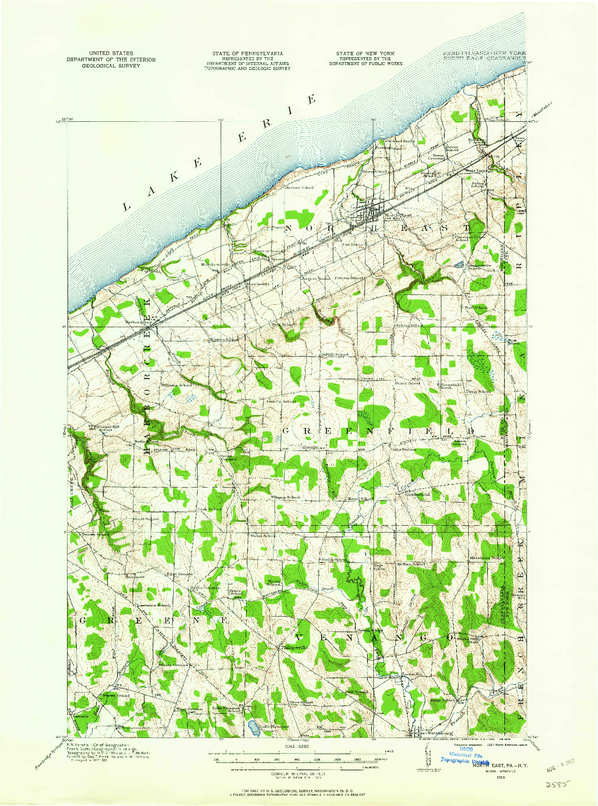 USGS 1:62500-SCALE QUADRANGLE FOR NORTH EAST, PA 1913