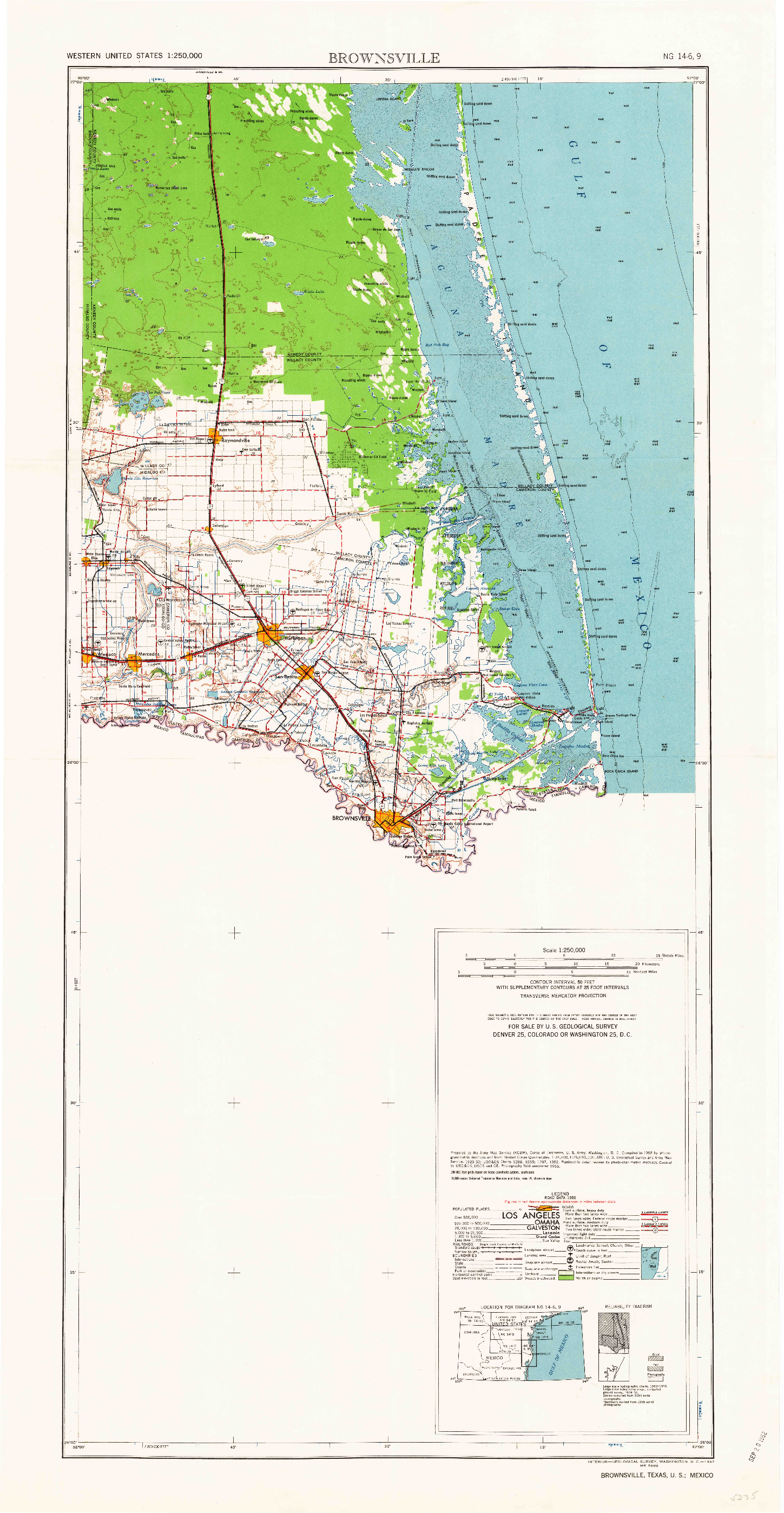 USGS 1:250000-SCALE QUADRANGLE FOR BROWNSVILLE, TX 1962