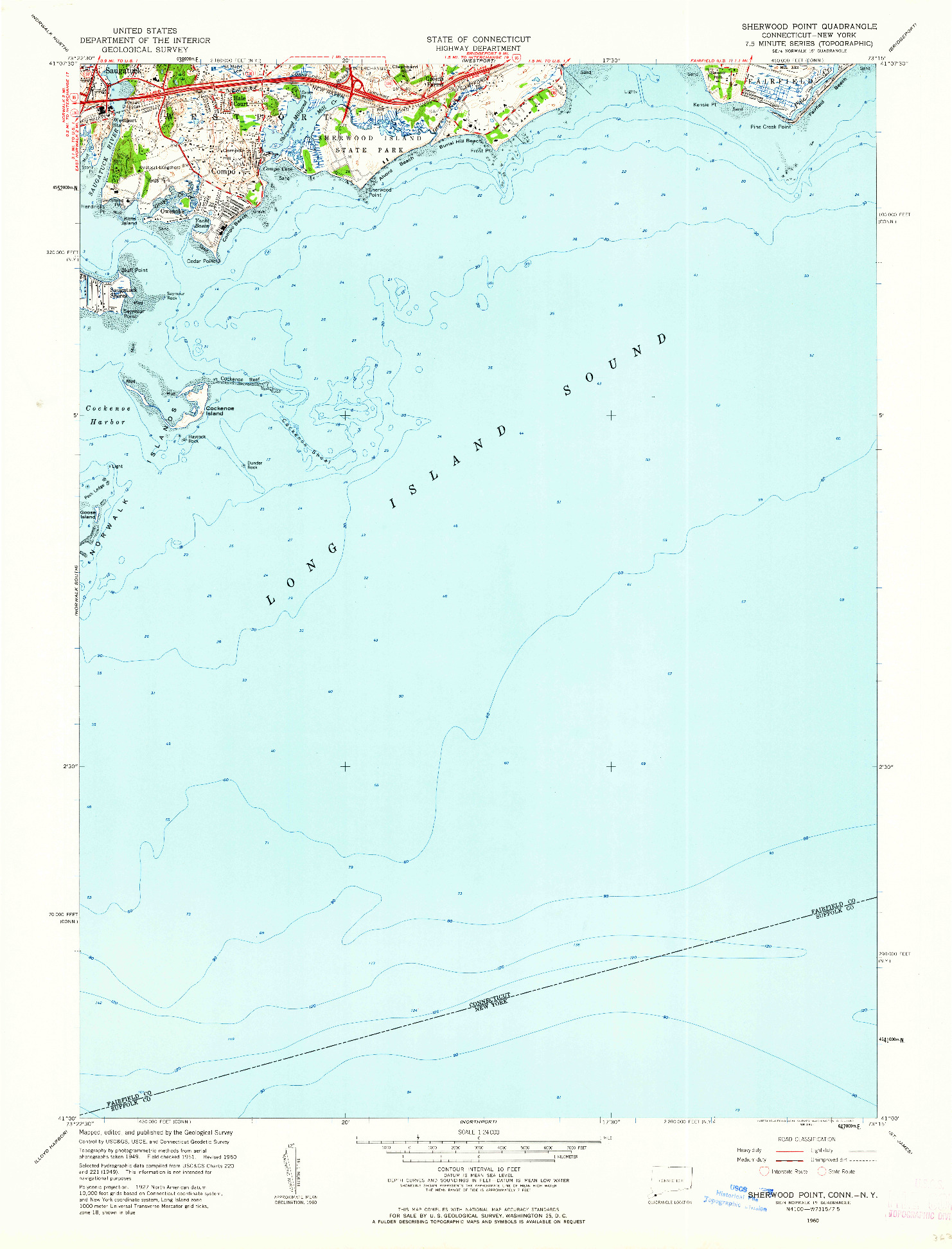 USGS 1:24000-SCALE QUADRANGLE FOR SHERWOOD POINT, CT 1960