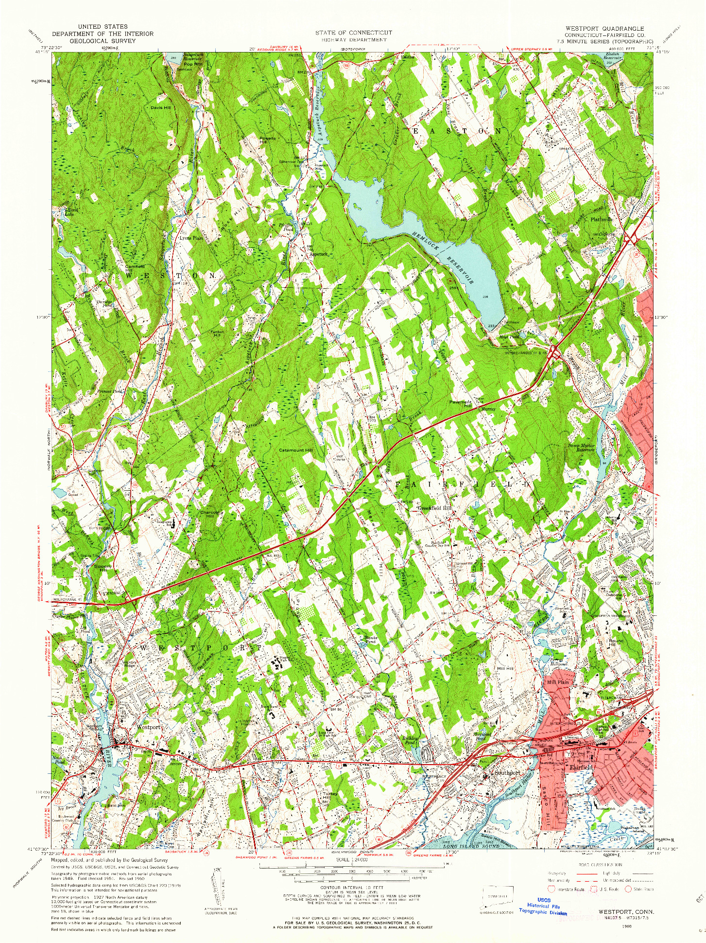 USGS 1:24000-SCALE QUADRANGLE FOR WESTPORT, CT 1960