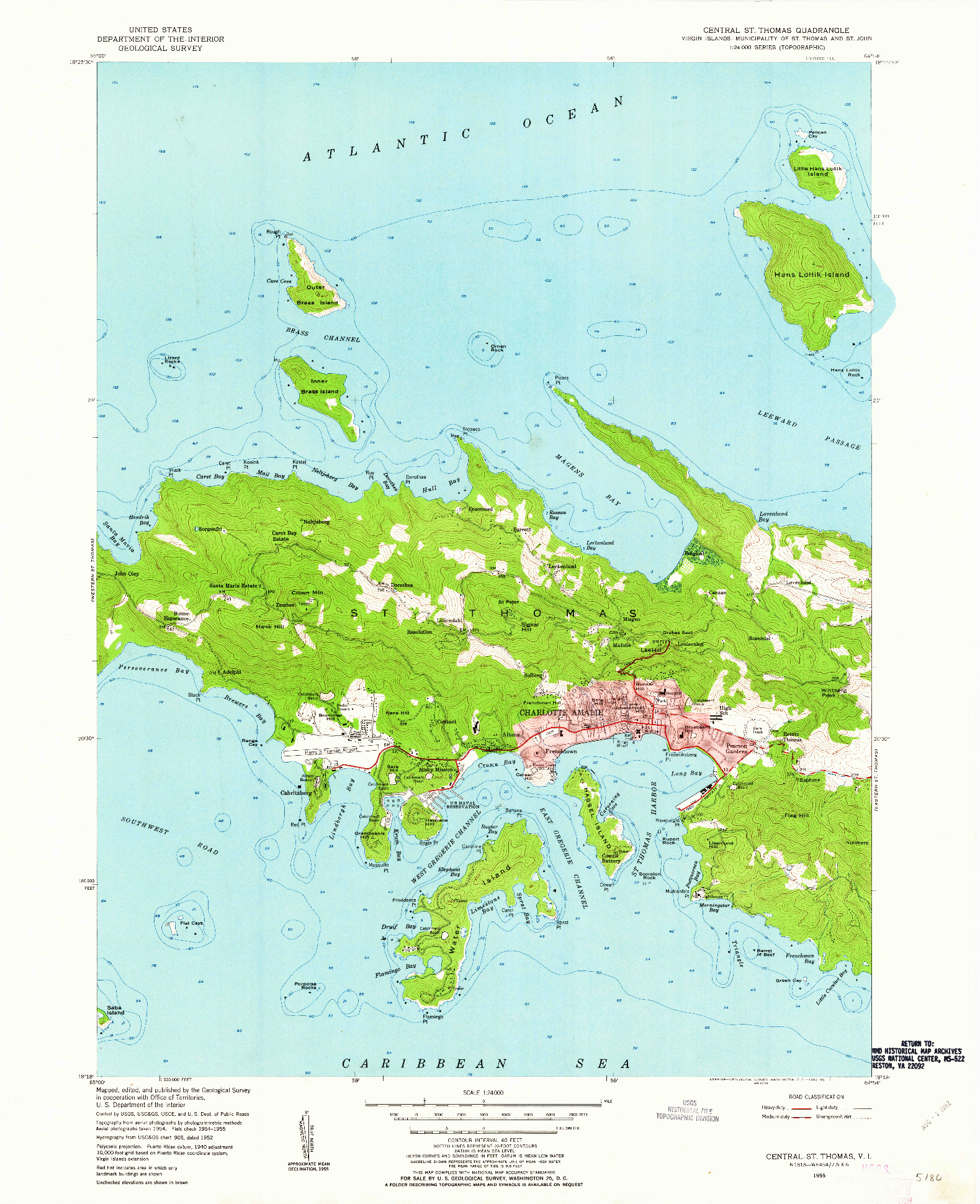 USGS 1:24000-SCALE QUADRANGLE FOR CENTRAL ST. THOMAS, VI 1955