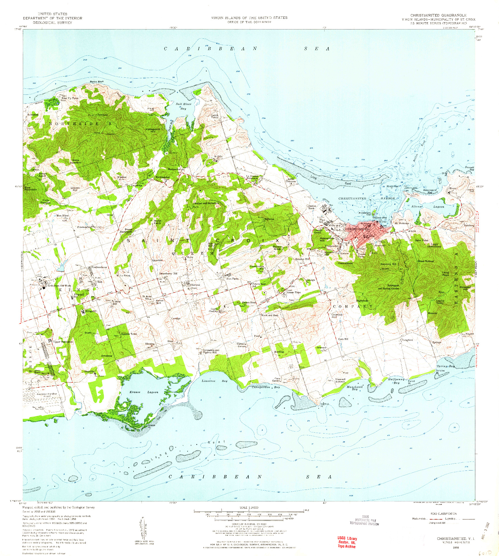 USGS 1:24000-SCALE QUADRANGLE FOR CHRISTIANSTED, VI 1958