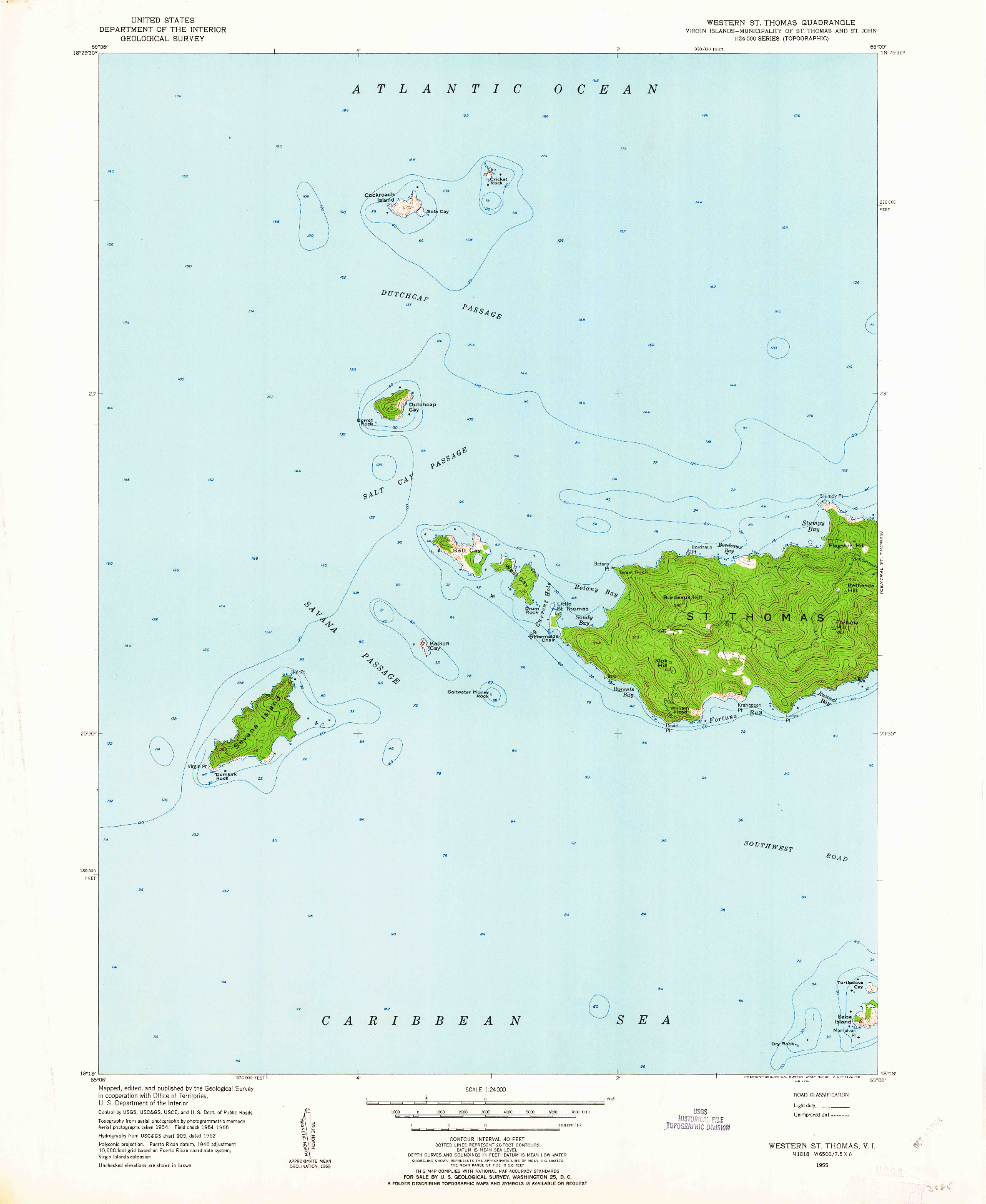 USGS 1:24000-SCALE QUADRANGLE FOR WESTERN ST. THOMAS, VI 1955