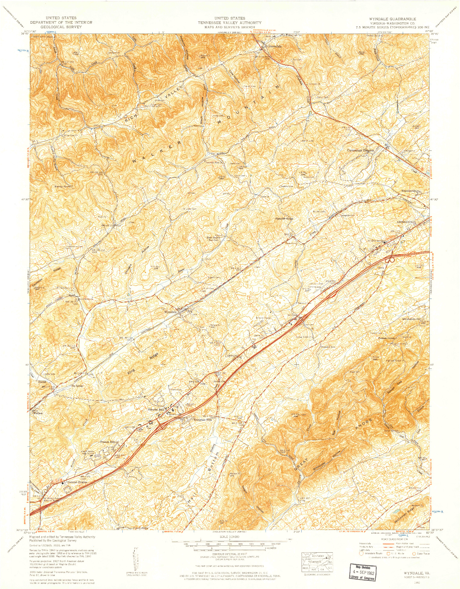 USGS 1:24000-SCALE QUADRANGLE FOR WYNDALE, VA 1960