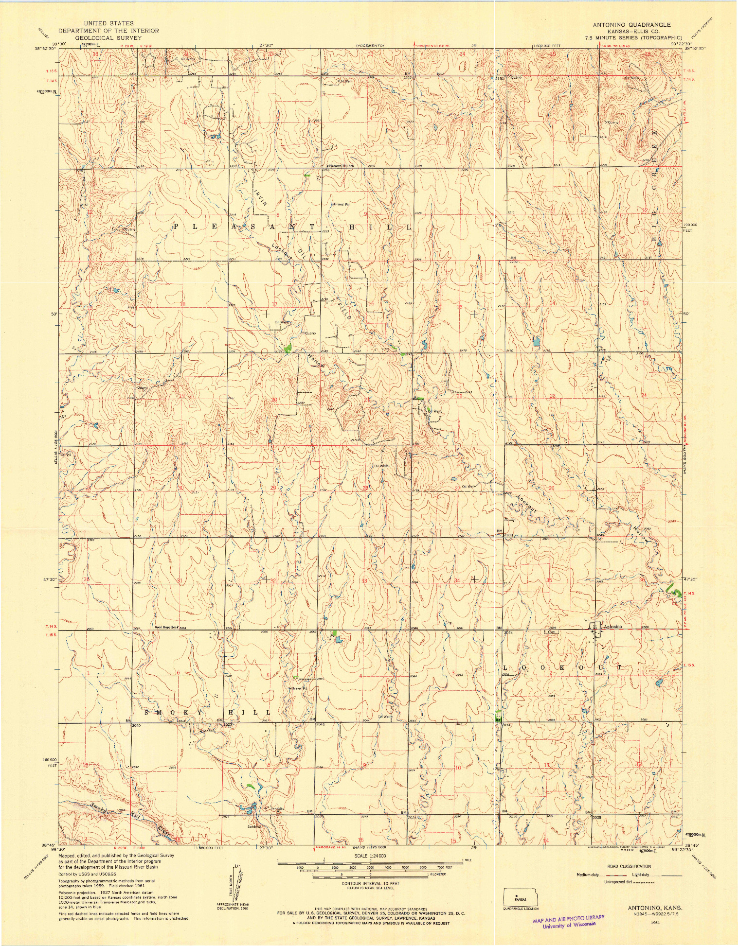 USGS 1:24000-SCALE QUADRANGLE FOR ANTONINO, KS 1961