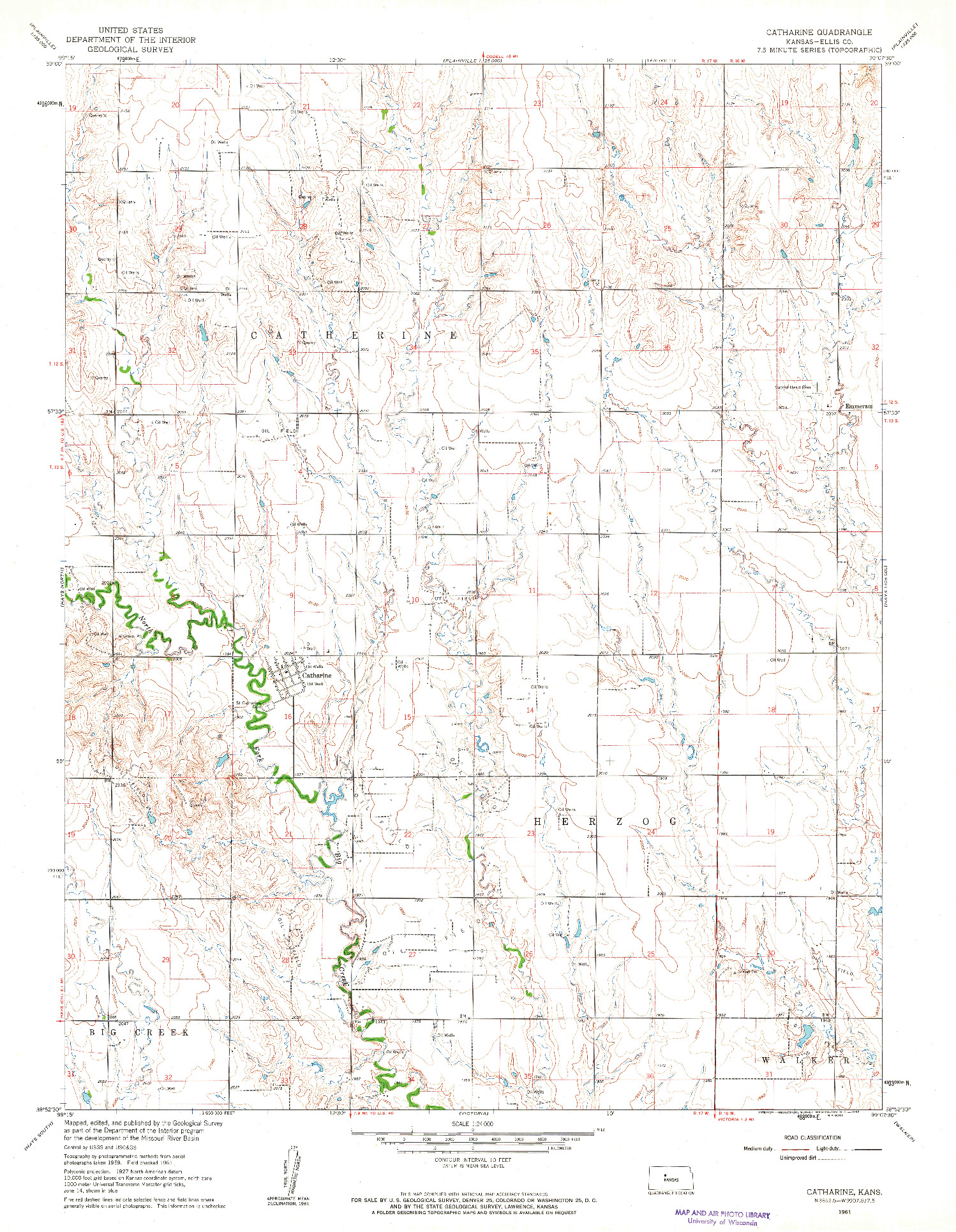 USGS 1:24000-SCALE QUADRANGLE FOR CATHARINE, KS 1961