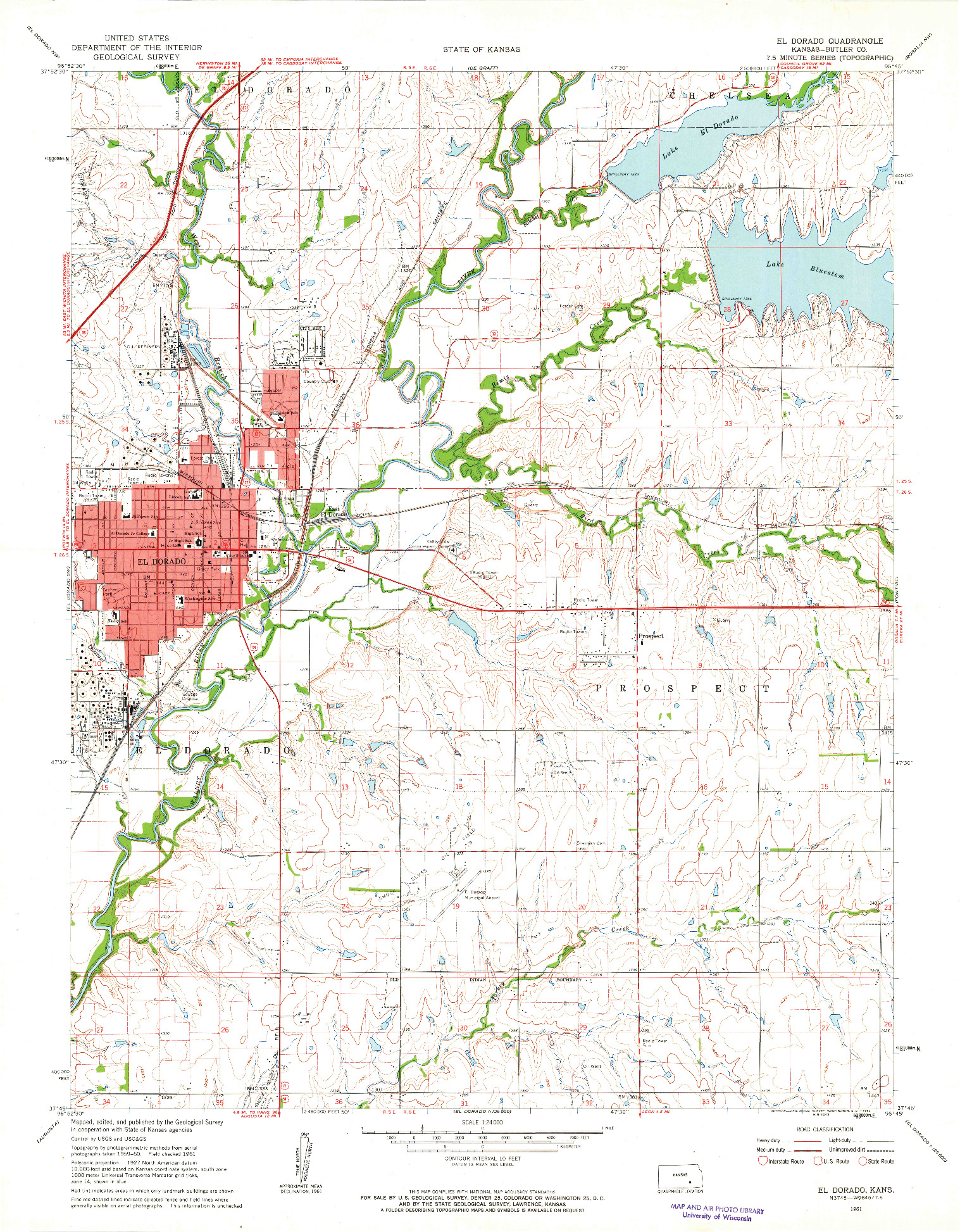 USGS 1:24000-SCALE QUADRANGLE FOR EL DORADO, KS 1961