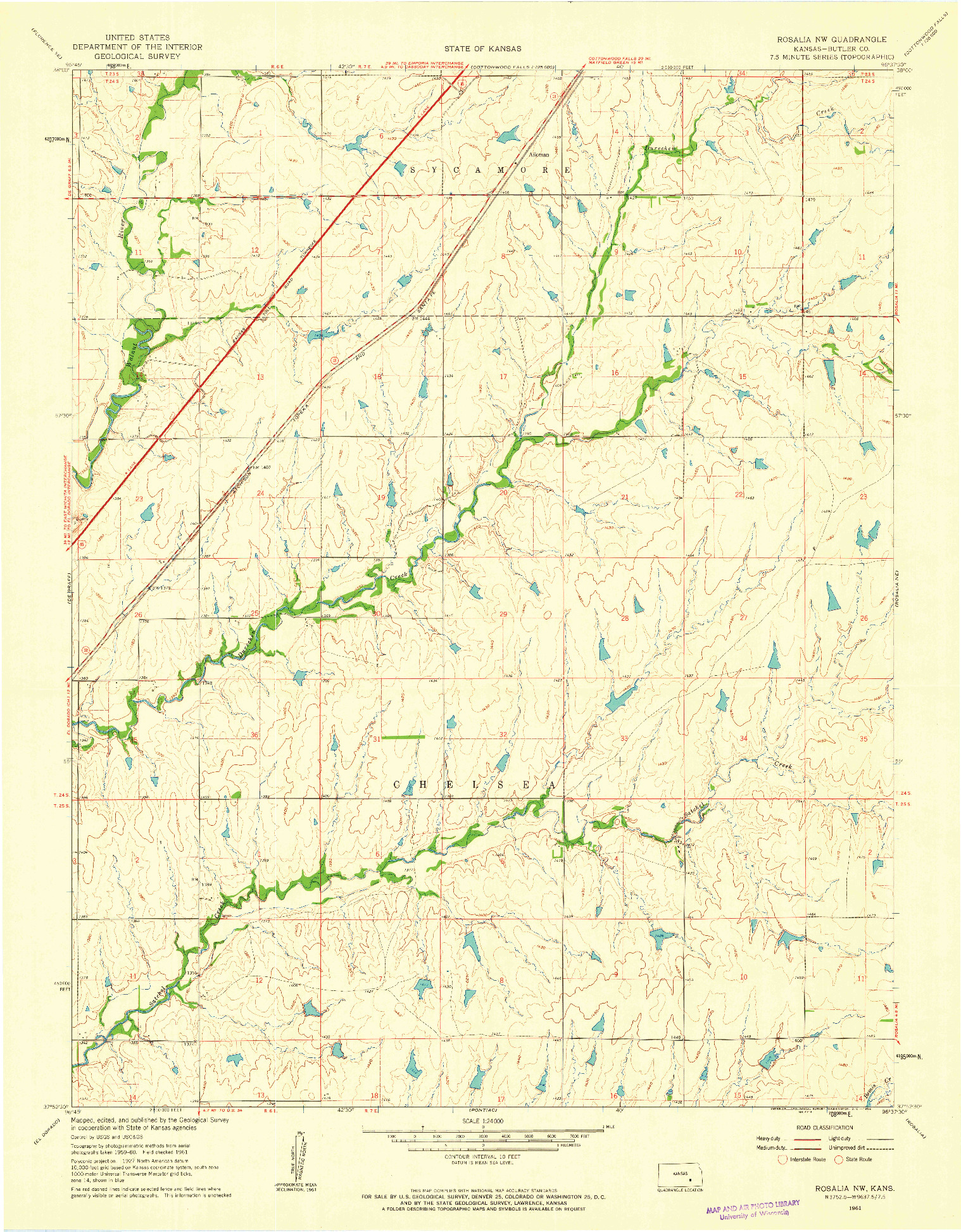 USGS 1:24000-SCALE QUADRANGLE FOR ROSALIA NW, KS 1961