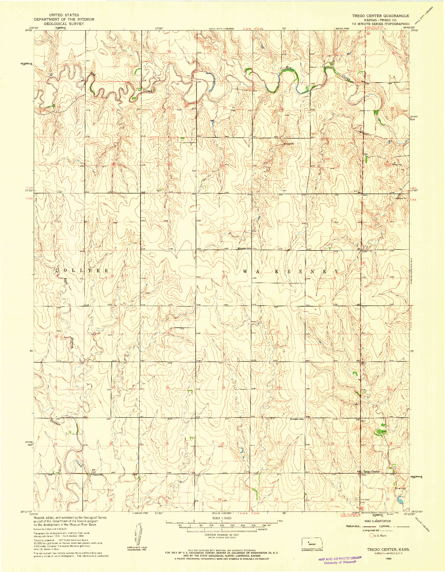 USGS 1:24000-SCALE QUADRANGLE FOR TREGO CENTER, KS 1960