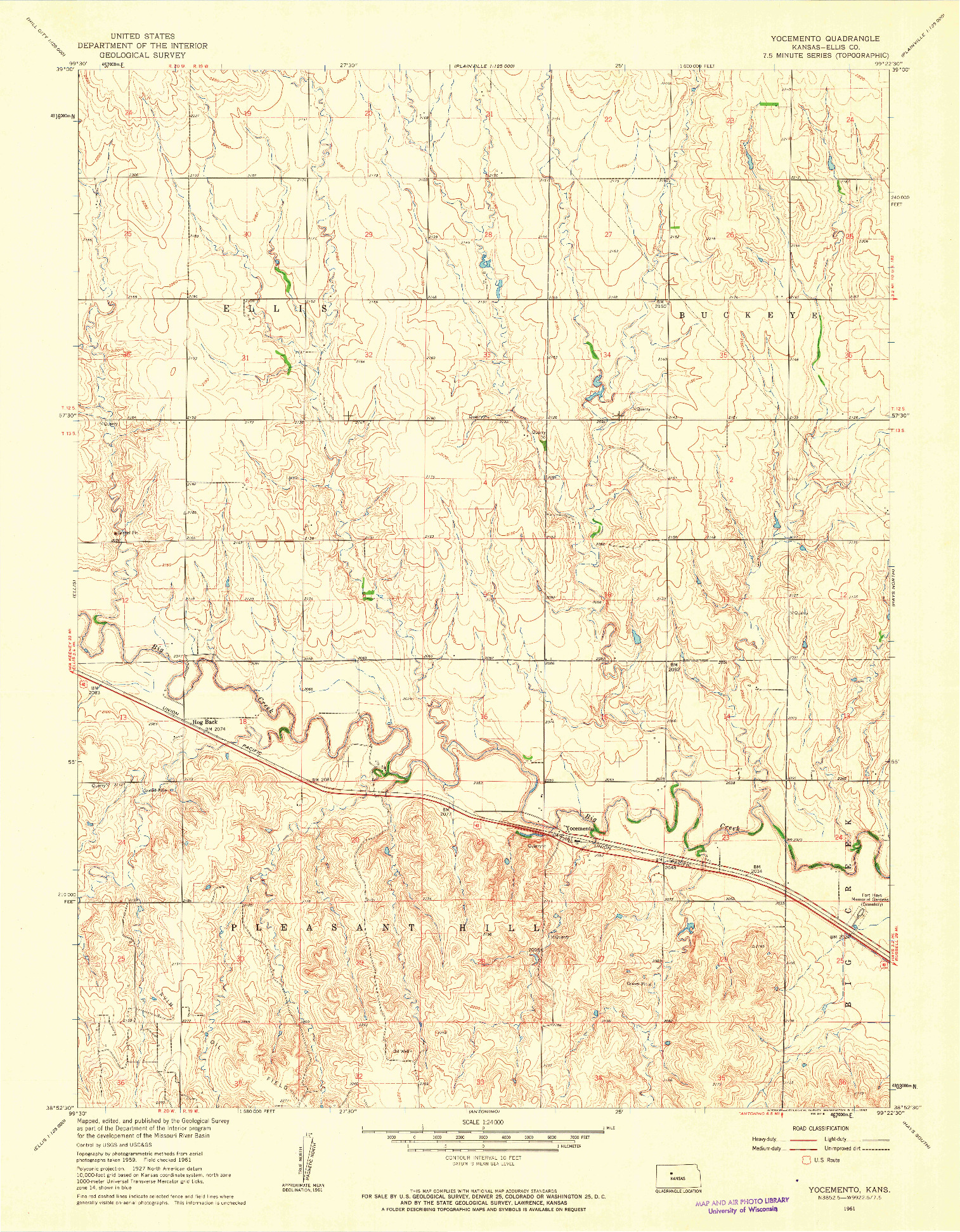 USGS 1:24000-SCALE QUADRANGLE FOR YOCEMENTO, KS 1961