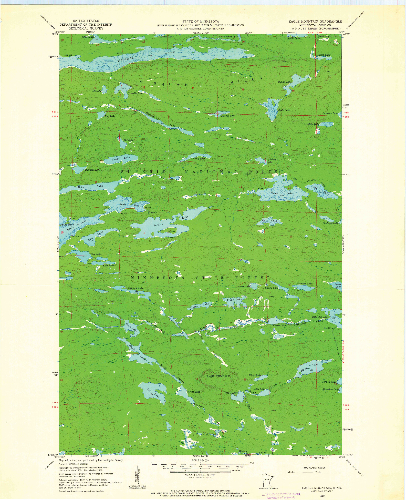 USGS 1:24000-SCALE QUADRANGLE FOR EAGLE MOUNTAIN, MN 1960