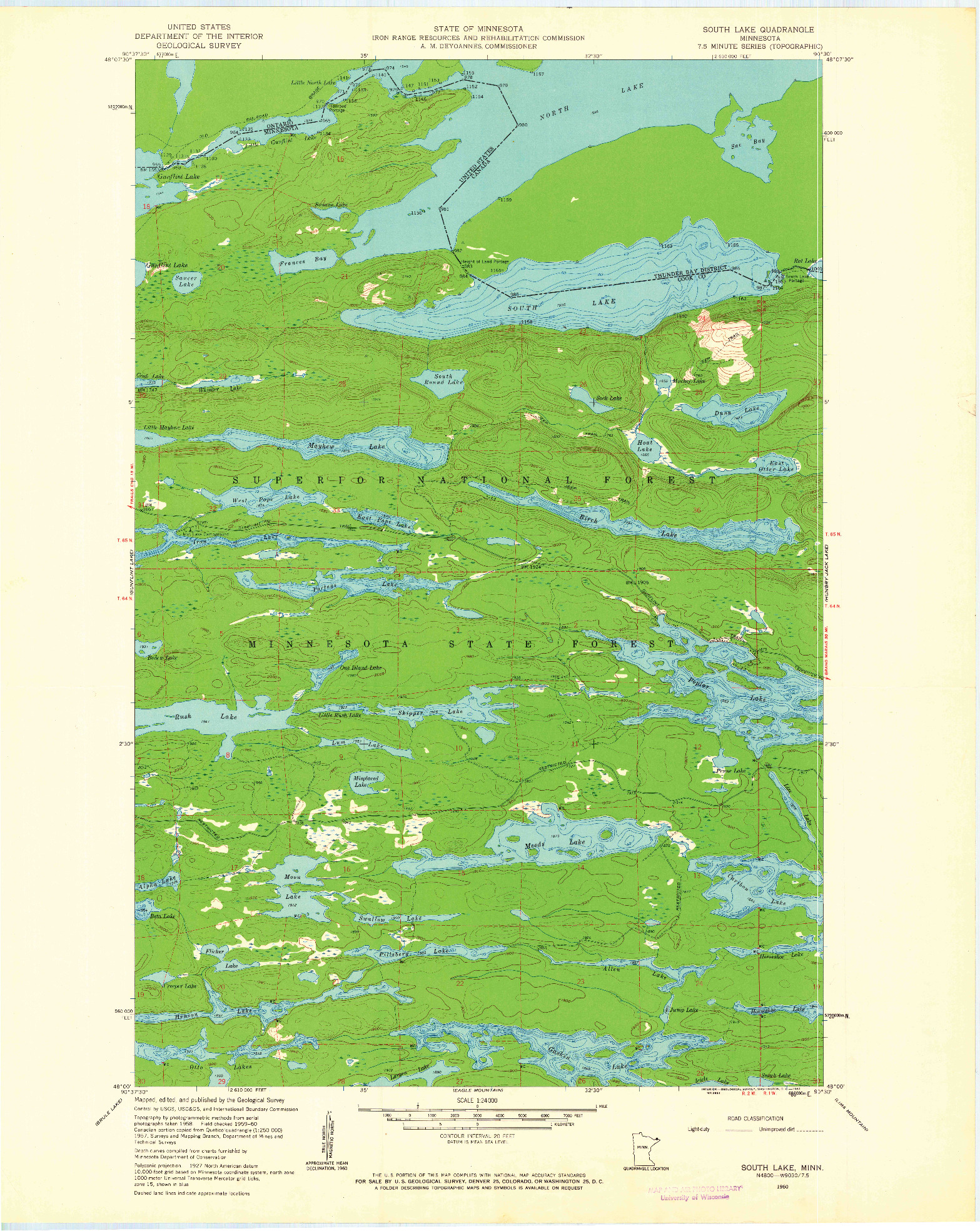 USGS 1:24000-SCALE QUADRANGLE FOR SOUTH LAKE, MN 1960