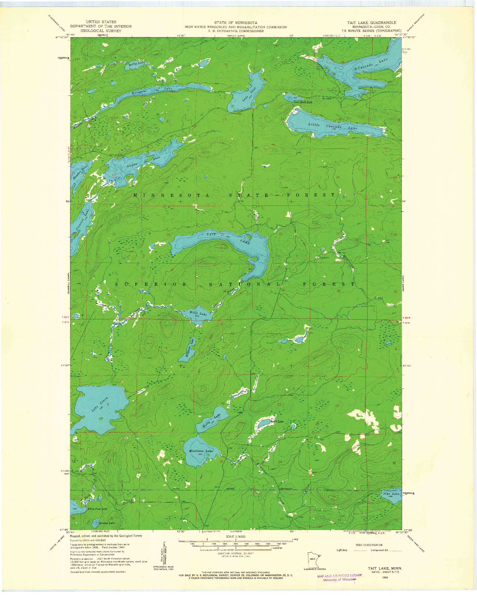USGS 1:24000-SCALE QUADRANGLE FOR TAIT LAKE, MN 1960